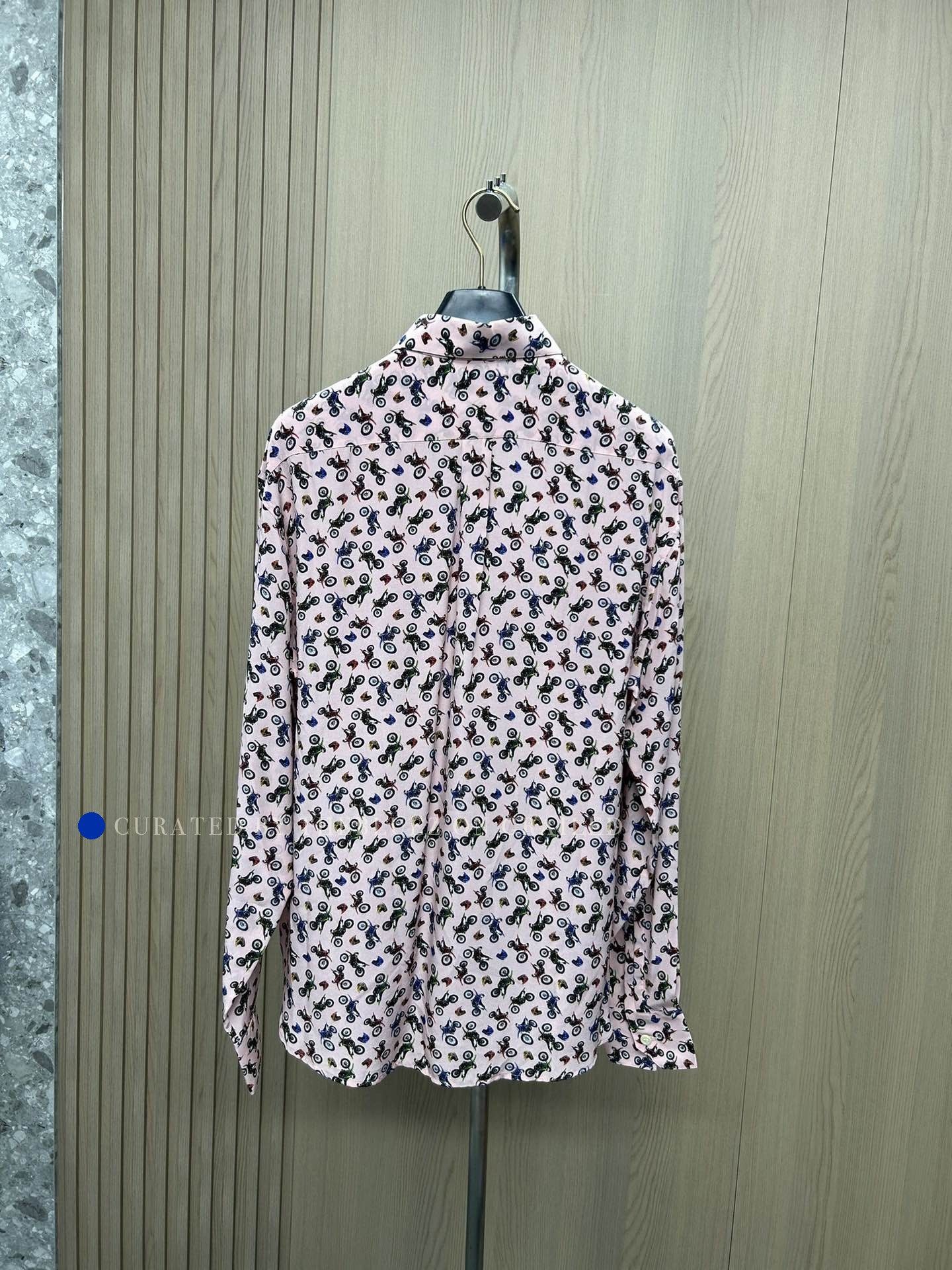 Saint Laurent Paris Pink Motorcycle Print Button-Up Shirt Size US M / EU 48-50 / 2 - 2 Thumbnail