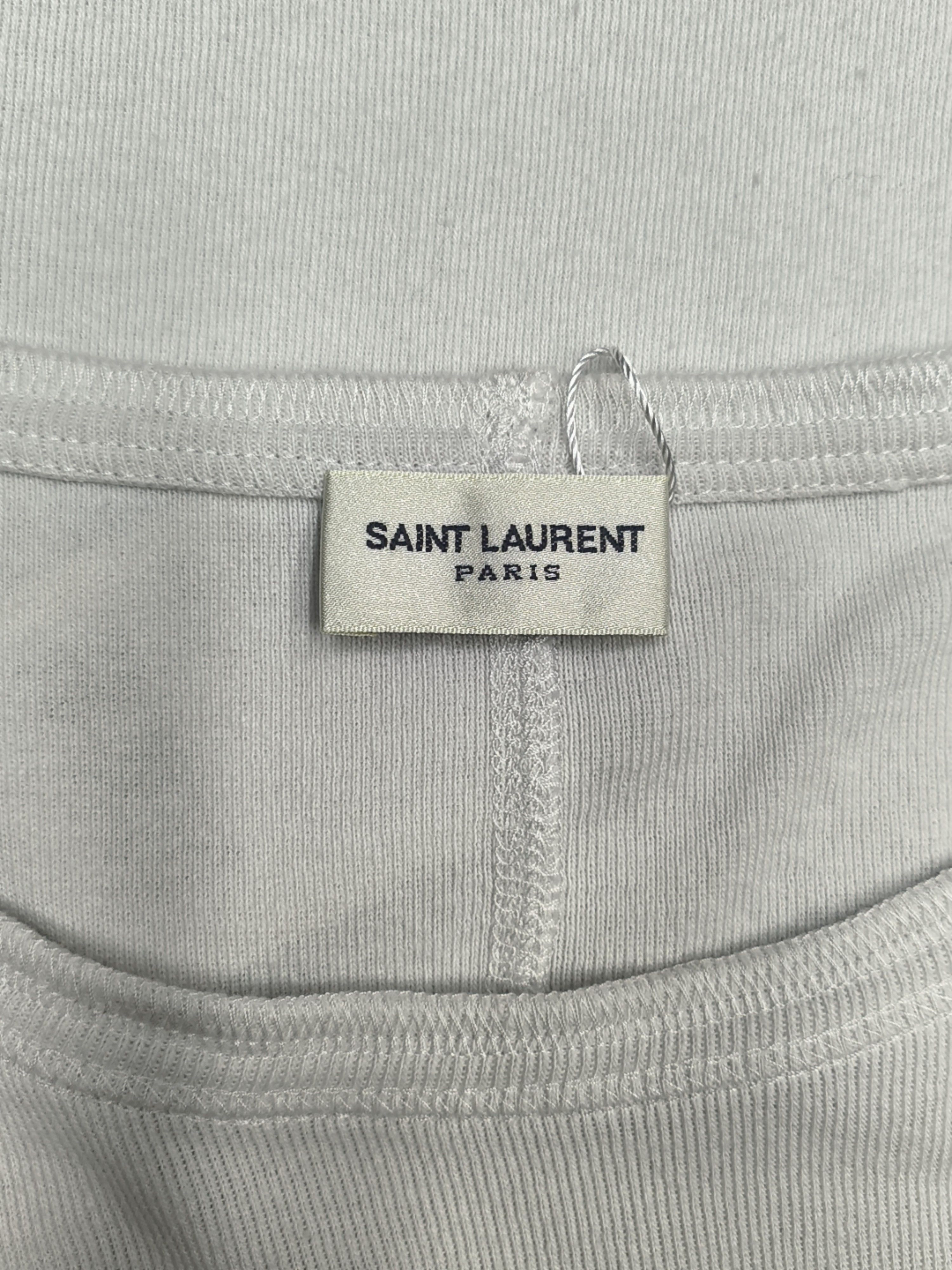 Saint Laurent Paris YSL Logo Short Sleeve Tee in White Size US L / EU 52-54 / 3 - 3 Thumbnail