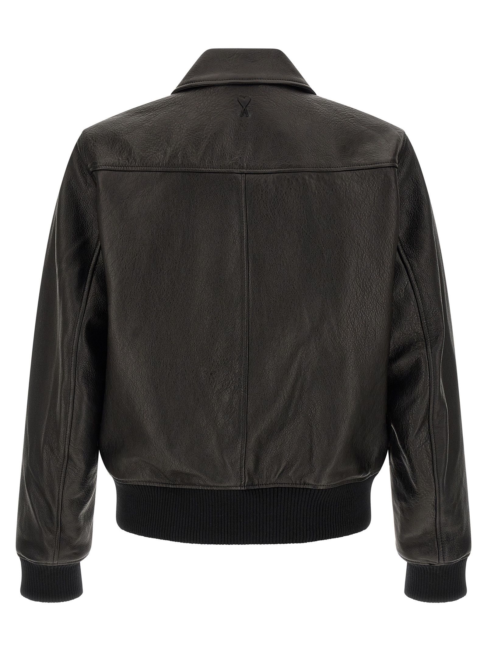 AMI 'Ami de Coeur' leather bomber jacket Size US M / EU 48-50 / 2 - 2 Thumbnail