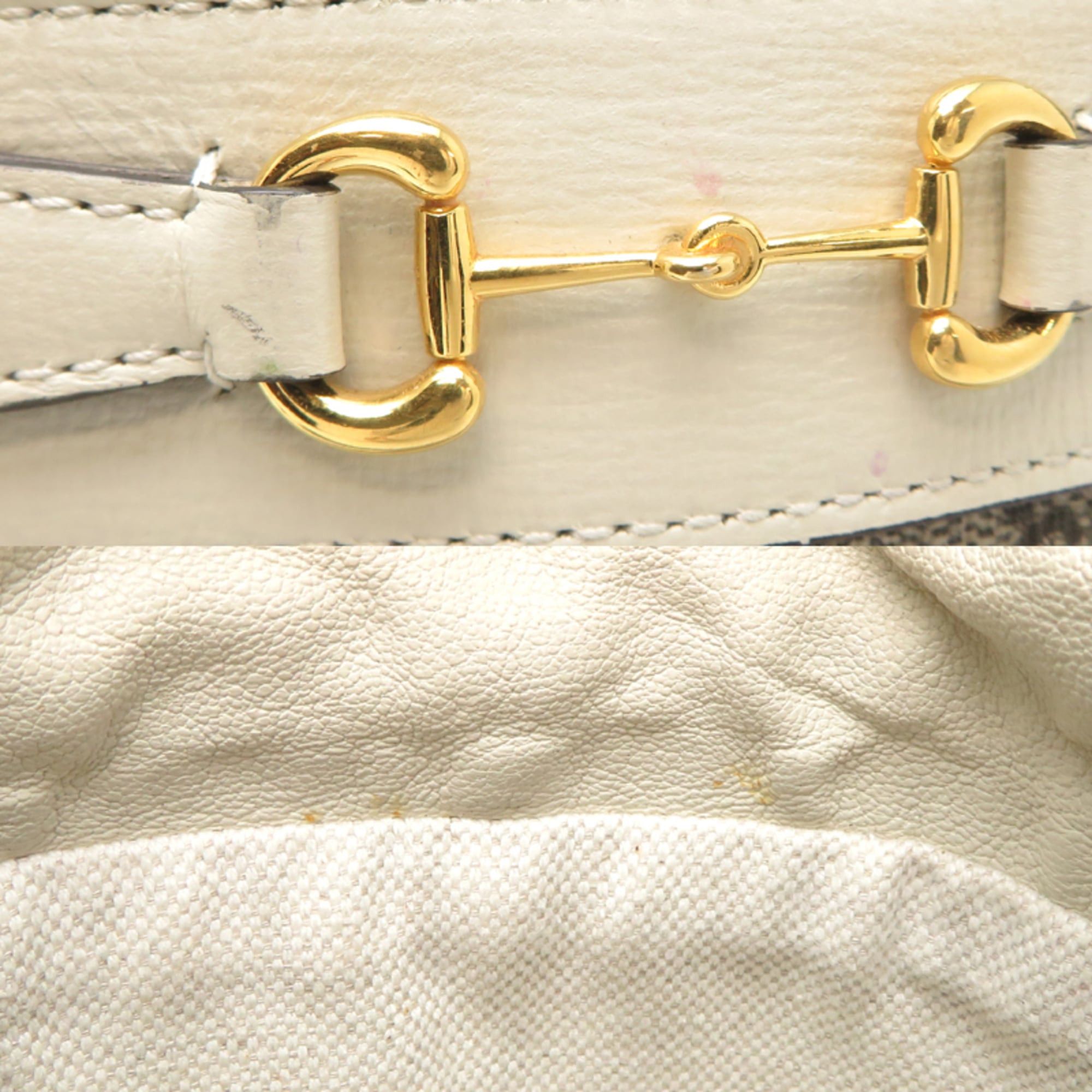 Gucci Gucci Logo Horsebit Bucket Bag, Women's Handbag, 637115 GG Supreme, White Size ONE SIZE - 10 Thumbnail