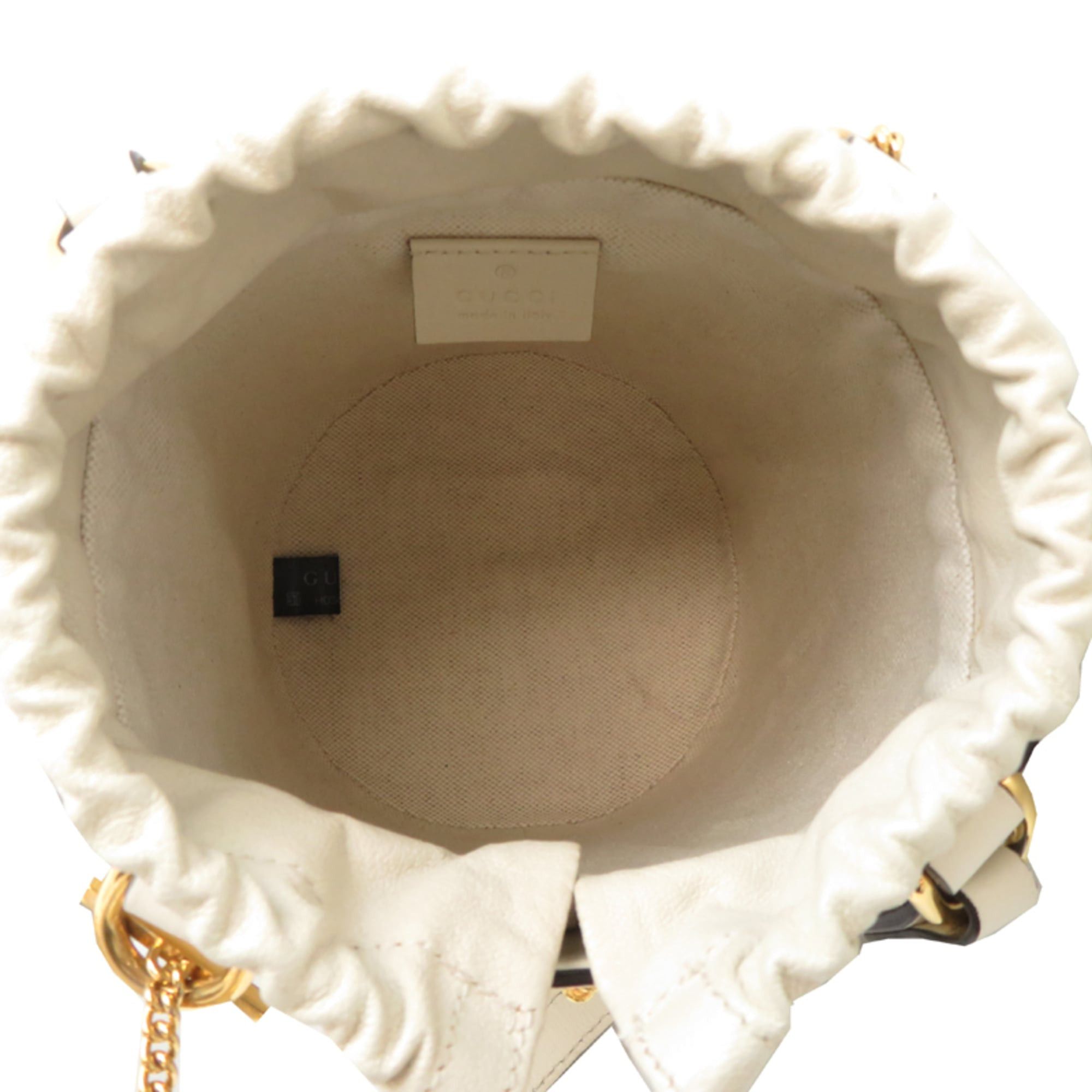 Gucci Gucci Logo Horsebit Bucket Bag, Women's Handbag, 637115 GG Supreme, White Size ONE SIZE - 6 Thumbnail