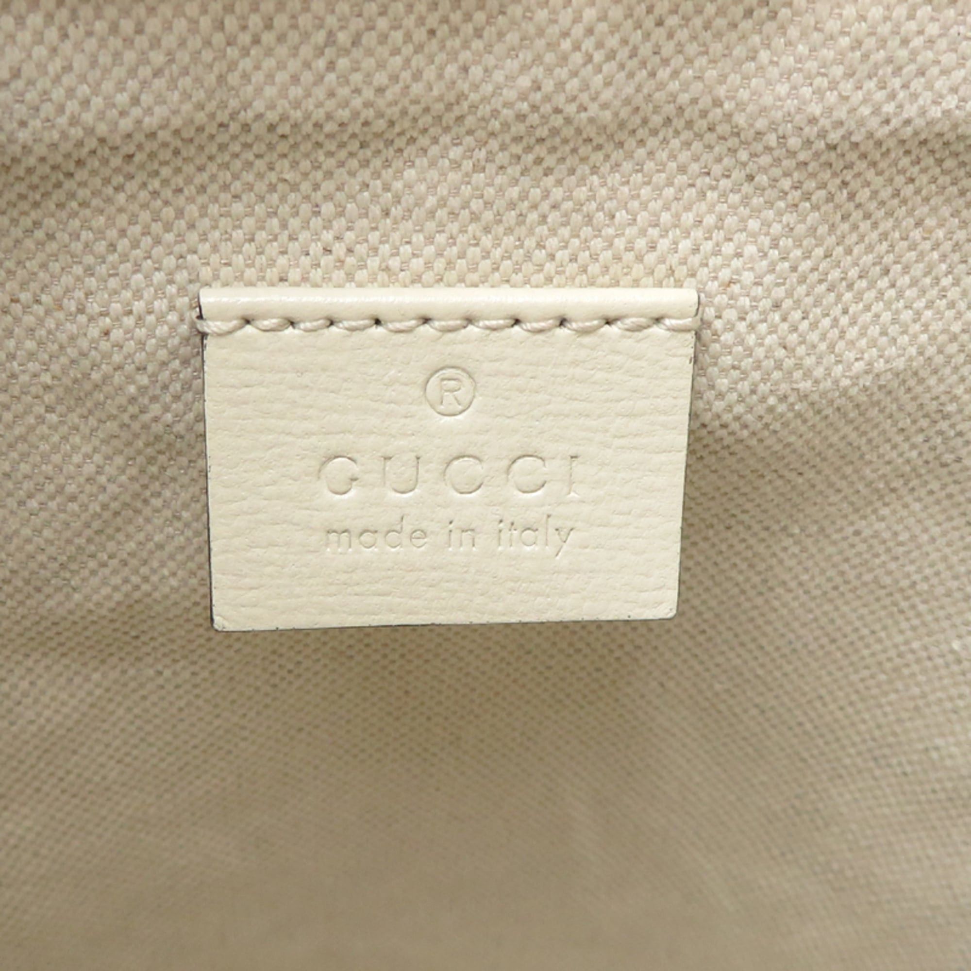 Gucci Gucci Logo Horsebit Bucket Bag, Women's Handbag, 637115 GG Supreme, White Size ONE SIZE - 7 Thumbnail