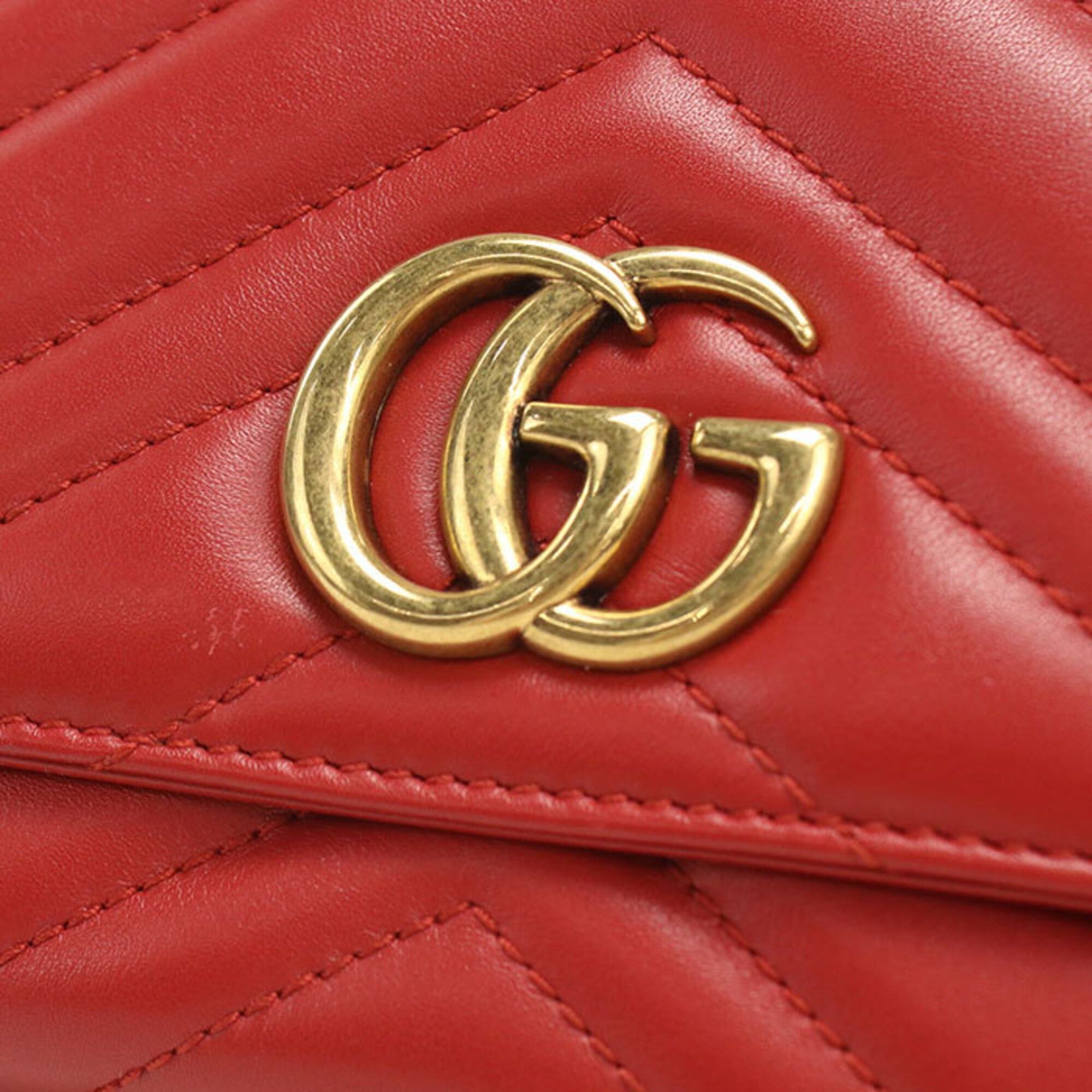Gucci GUCCI Continental Wallet, Bi-fold, 443436, Double G, Women's, Red Size ONE SIZE - 4 Thumbnail