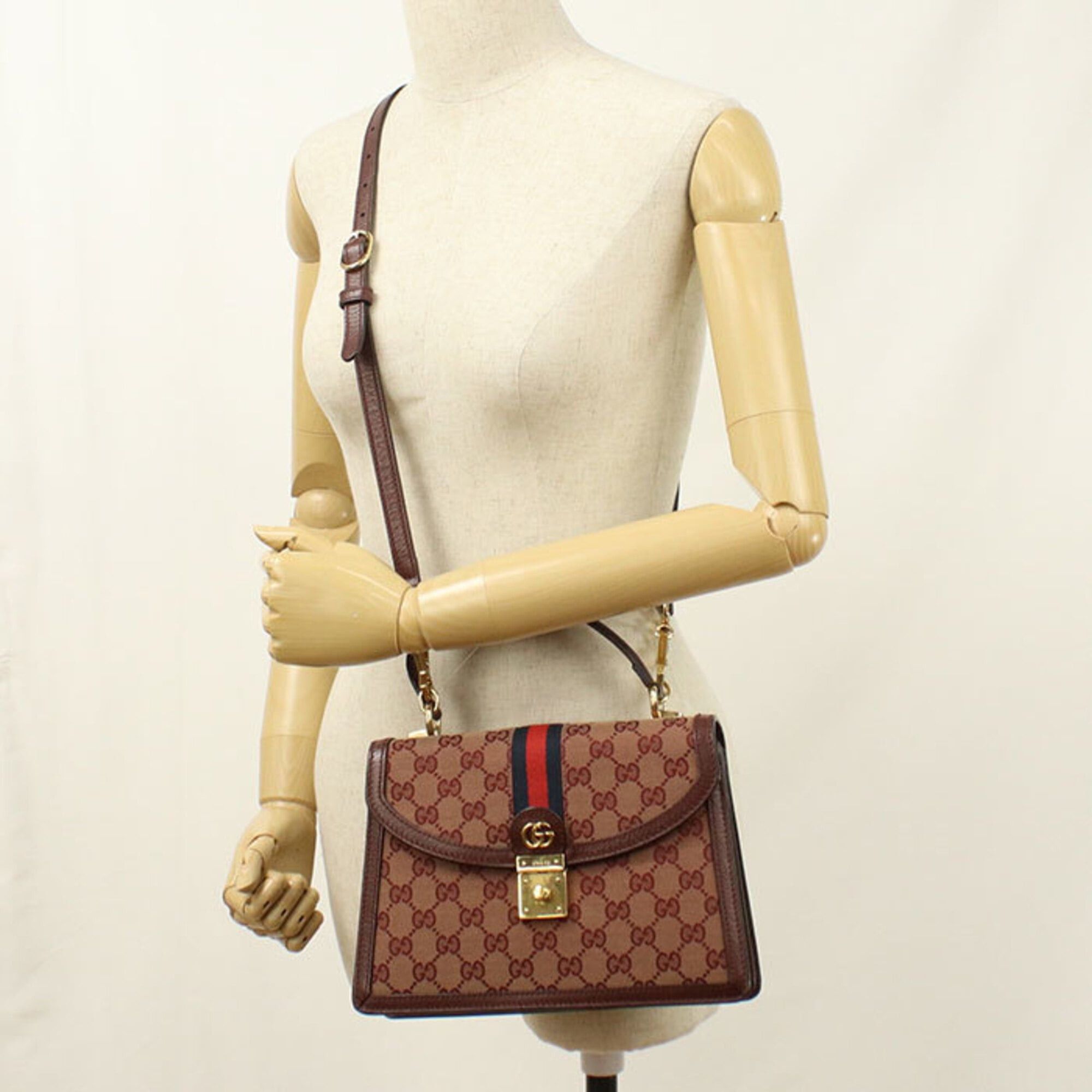 Gucci GUCCI handbag 651055 Medium top handle bag Ophidia women's wine red Size ONE SIZE - 8 Thumbnail