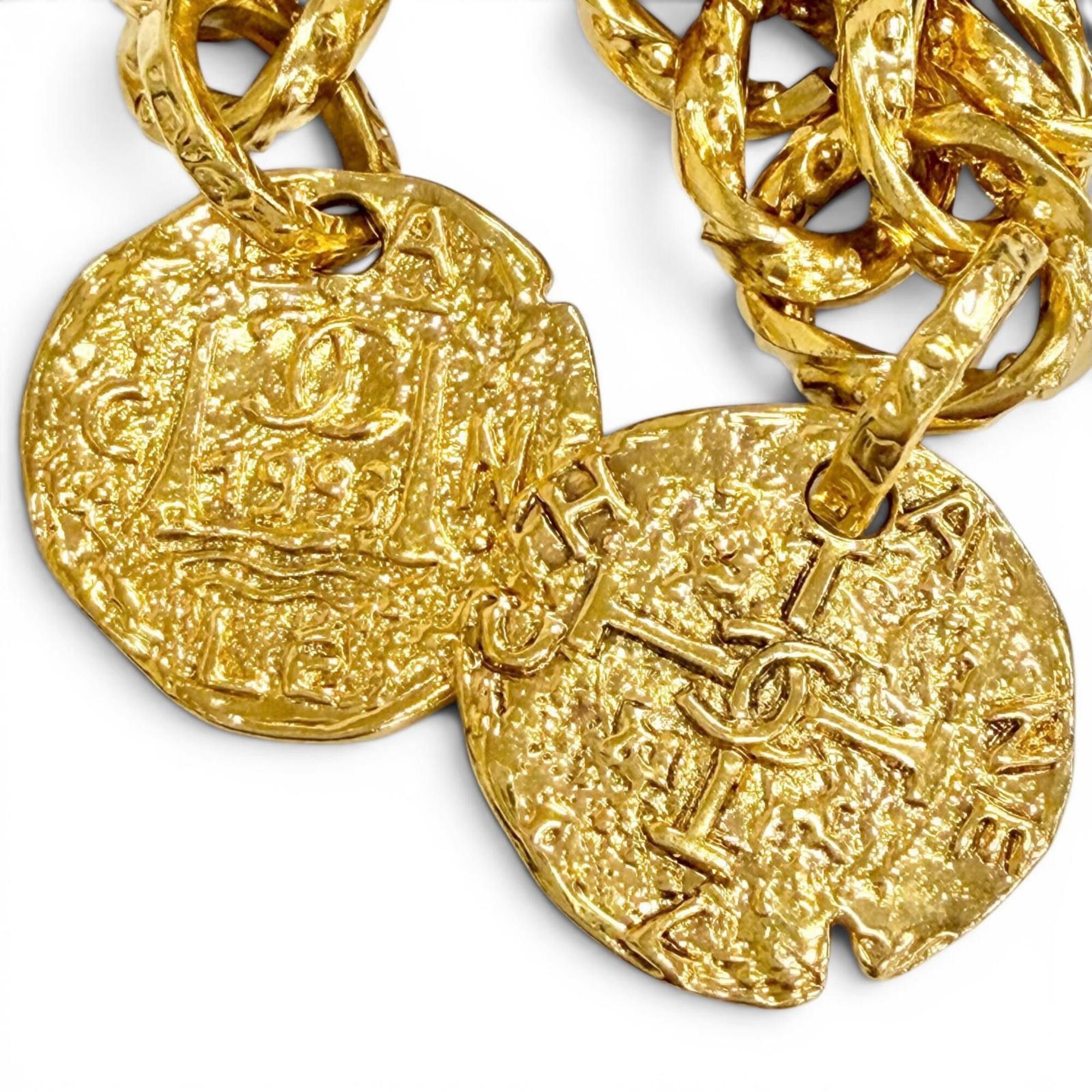 Chanel CHANEL Vintage 93A Coco Mark Medal Chain Bracelet, Gold, Women's Accessory Size ONE SIZE - 3 Thumbnail