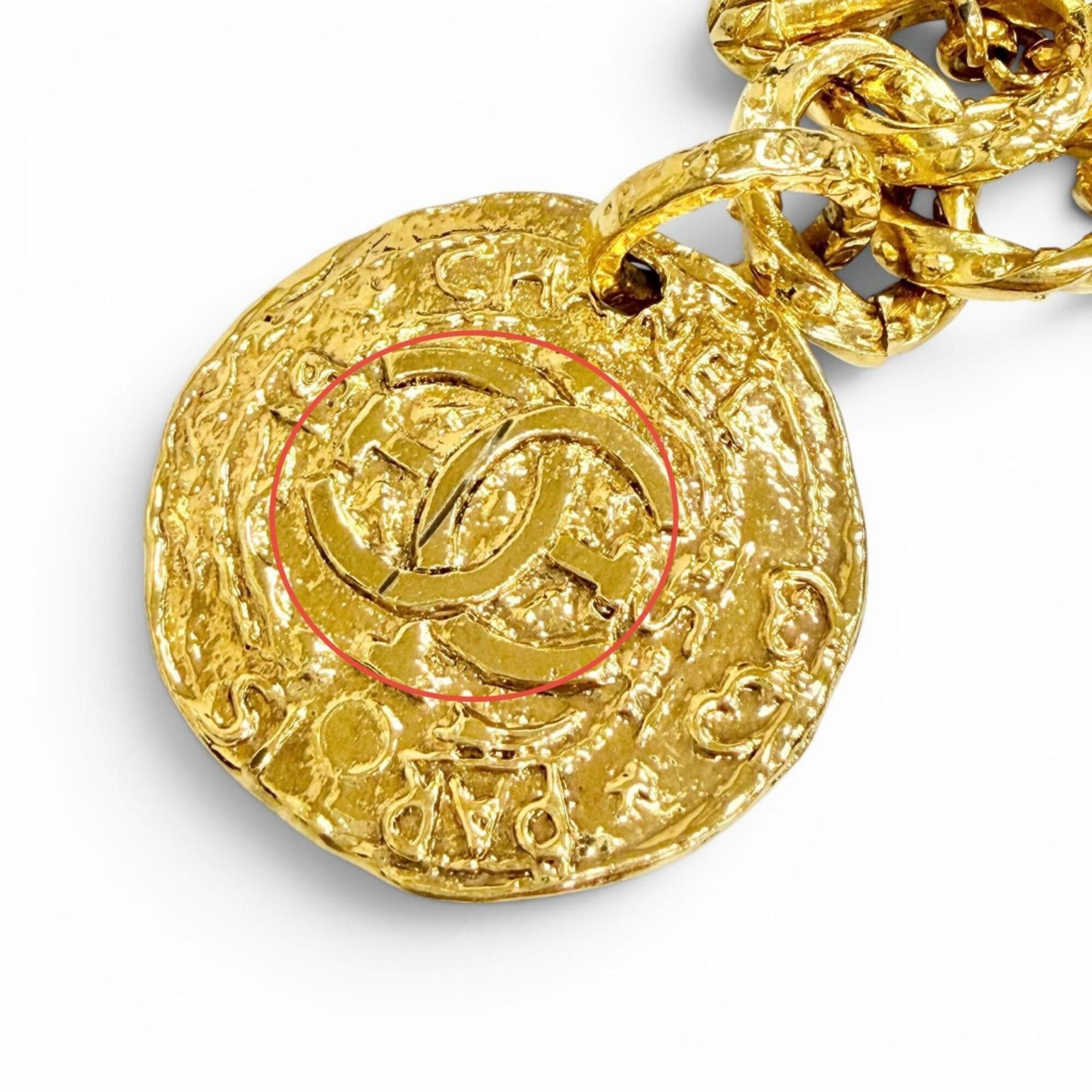 Chanel CHANEL Vintage 93A Coco Mark Medal Chain Bracelet, Gold, Women's Accessory Size ONE SIZE - 6 Thumbnail