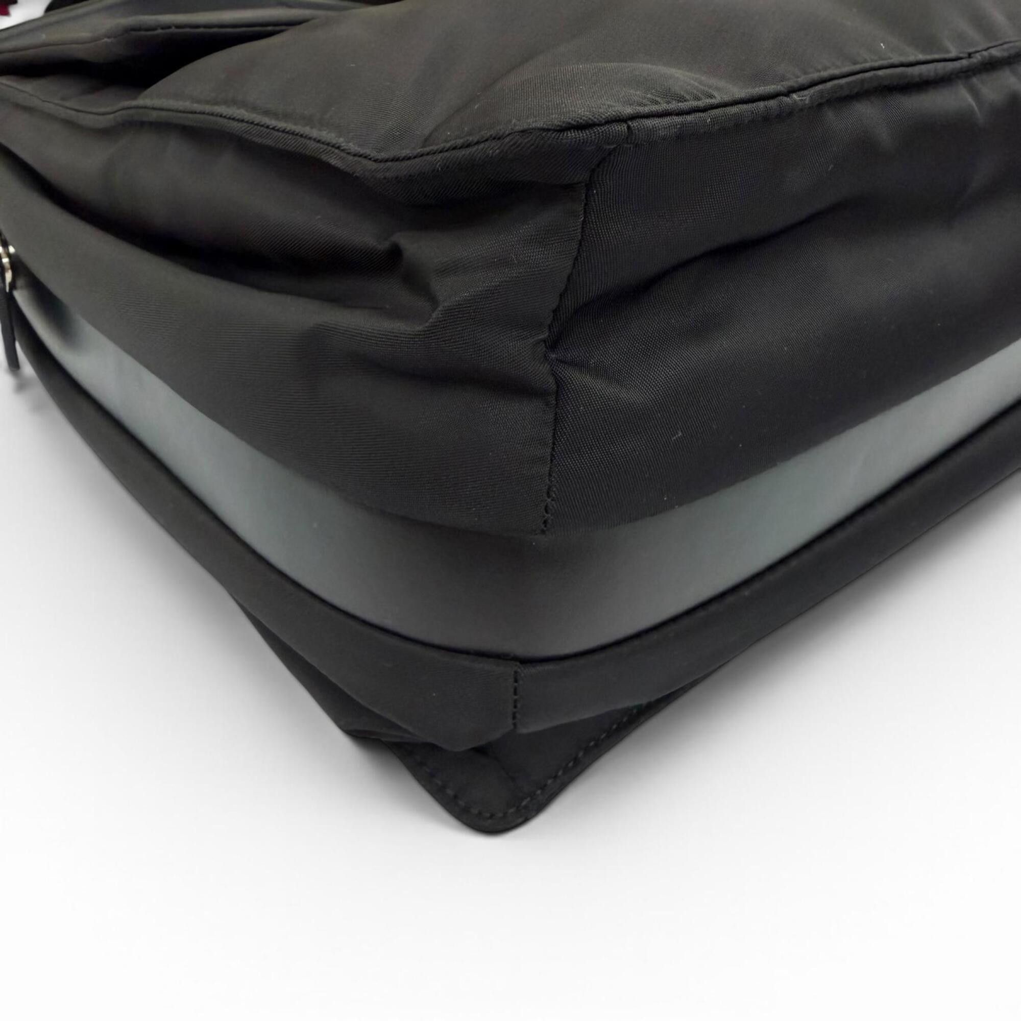 Prada PRADA 1BD256 Re-Nylon Large Padded Shoulder Bag with Leather Accents and Triangle Logo, Black, Made in Italy, Women's Size ONE SIZE - 7 Thumbnail