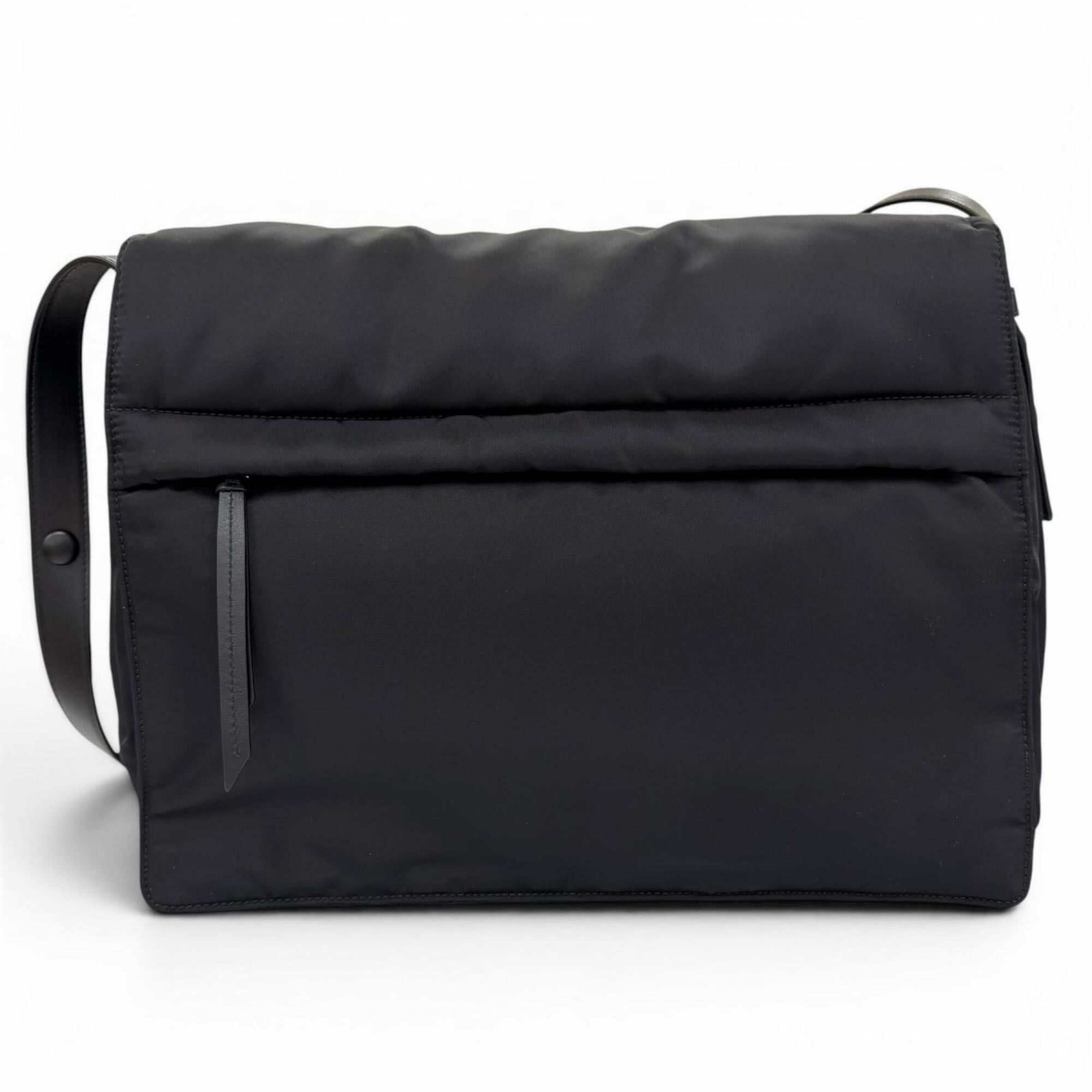 Prada PRADA 1BD256 Re-Nylon Large Padded Shoulder Bag with Leather Accents and Triangle Logo, Black, Made in Italy, Women's Size ONE SIZE - 2 Thumbnail