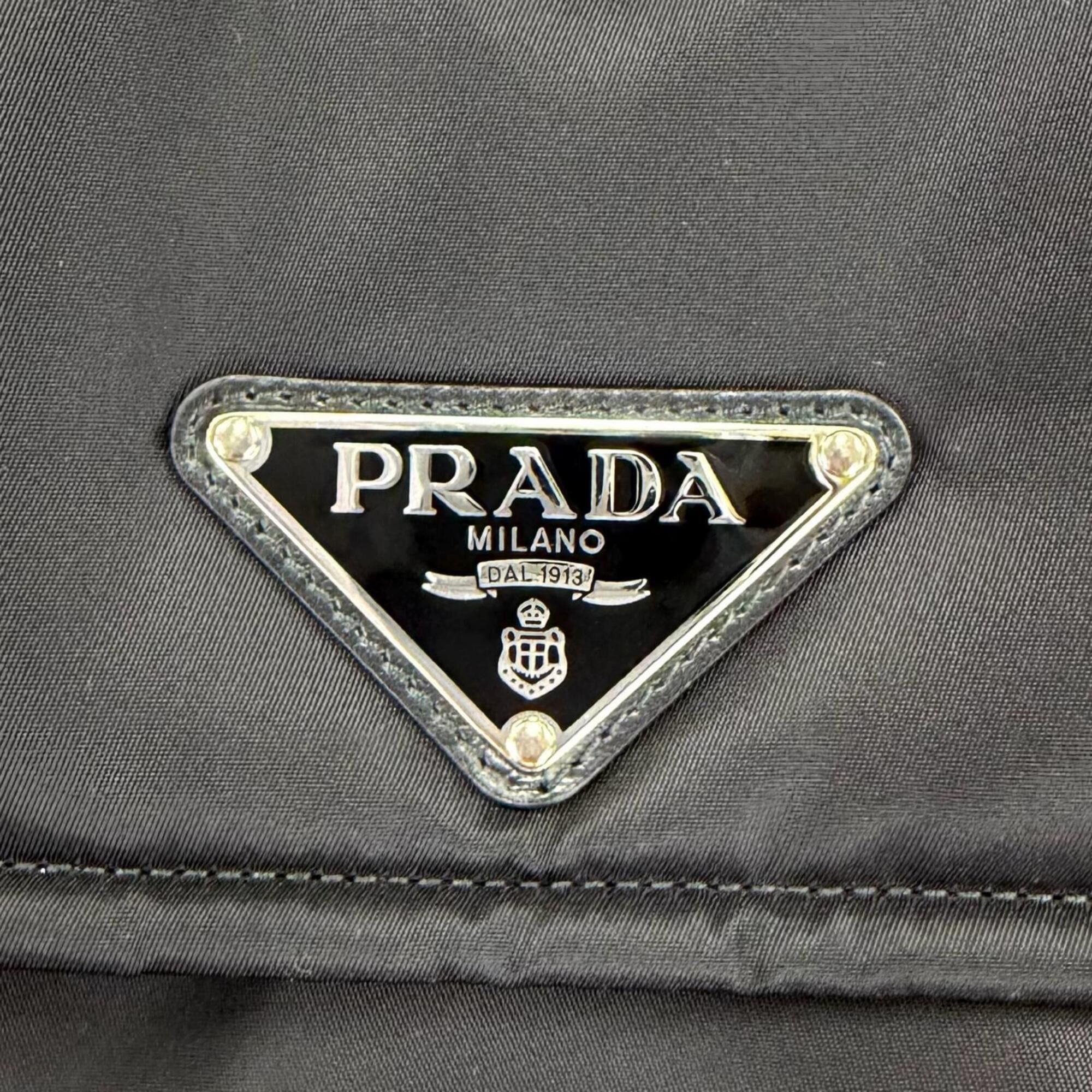 Prada PRADA 1BD256 Re-Nylon Large Padded Shoulder Bag with Leather Accents and Triangle Logo, Black, Made in Italy, Women's Size ONE SIZE - 9 Thumbnail