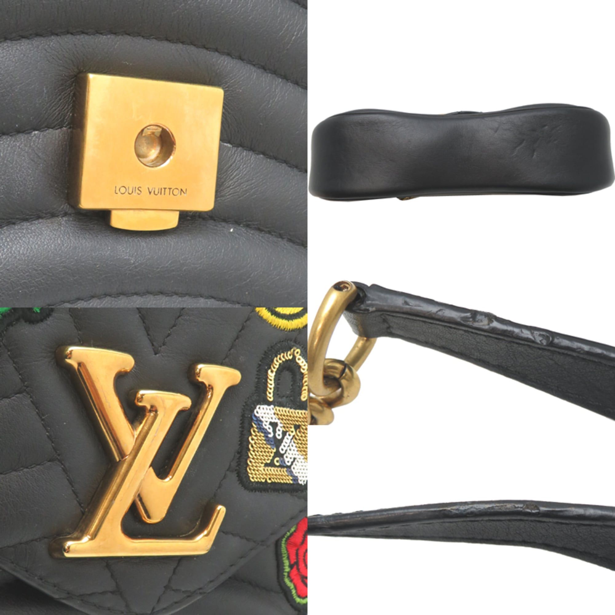 Louis Vuitton Louis Vuitton New Wave Chain Bag, Women's Handbag, M52564 (Discontinued), Leather, Black Size ONE SIZE - 10 Thumbnail