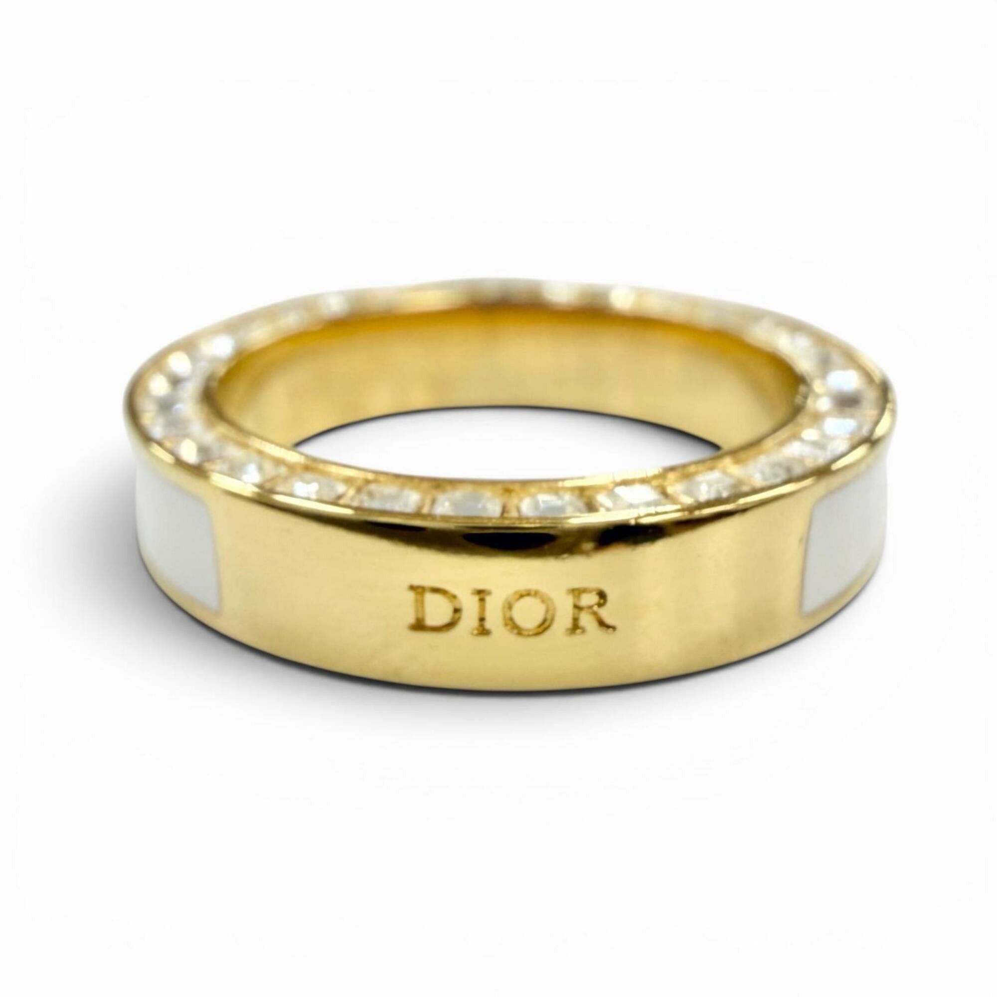 Dior Christian Dior DIOR Night Code ring with crystal logo, rhinestones, and pavé crystals. White gold, size S. Women's. Comes box dust bag. Size ONE SIZE - 3 Thumbnail
