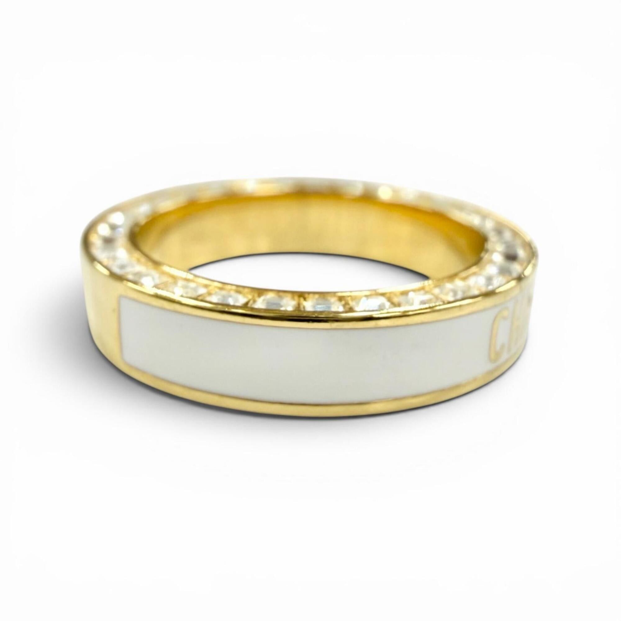 Dior Christian Dior DIOR Night Code ring with crystal logo, rhinestones, and pavé crystals. White gold, size S. Women's. Comes box dust bag. Size ONE SIZE - 4 Thumbnail