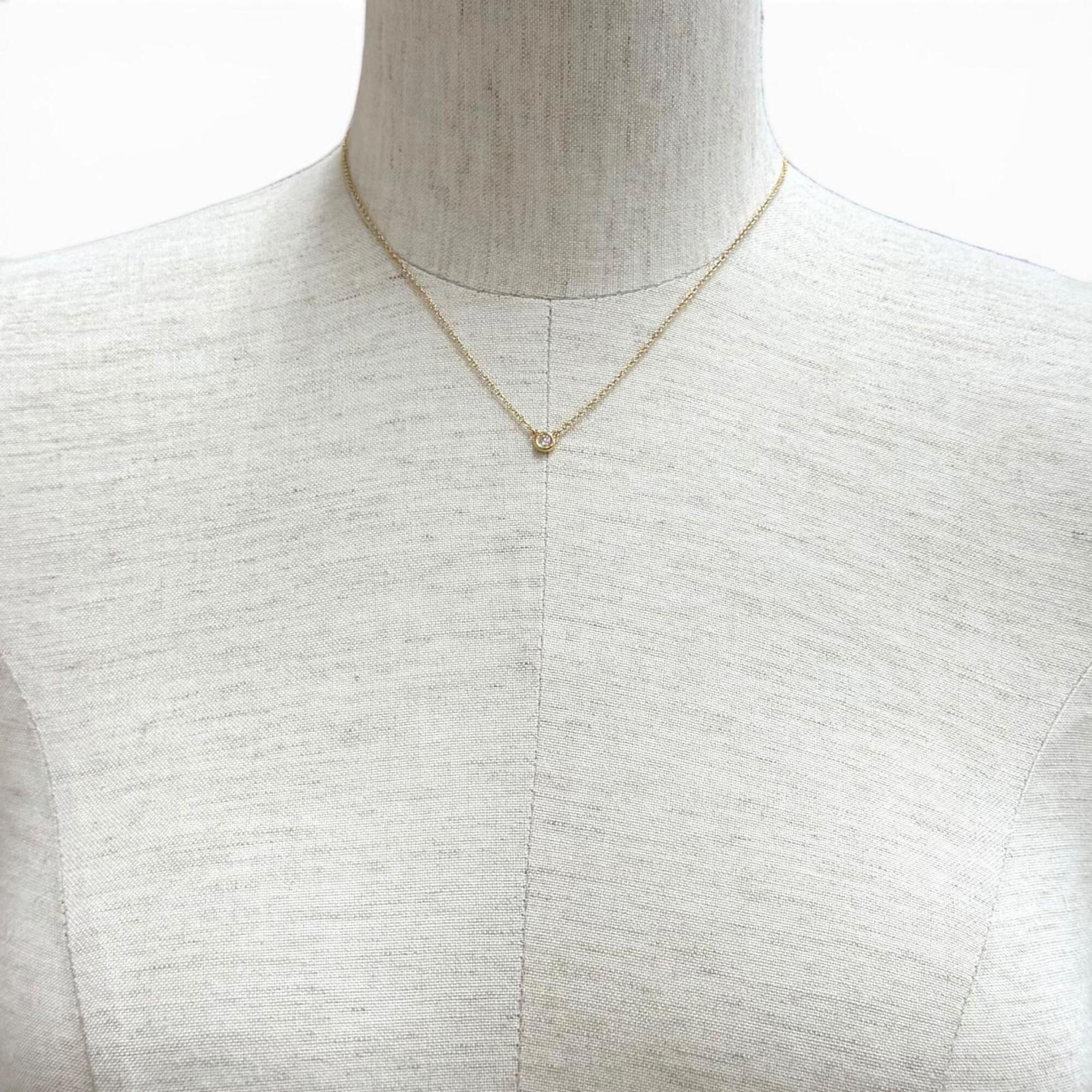 Tiffany & Co. TIFFANY&Co. Tiffany Elsa Peretti By the Yard 1P Diamond Necklace AU750 (PG) approx. 0.12ct Pink Gold Total weight 2.1g Women's Size ONE SIZE - 3 Thumbnail