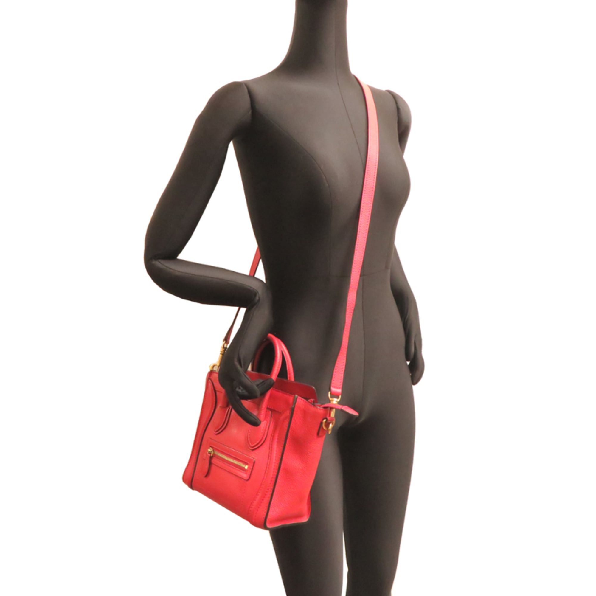 Celine Celine Luggage Nano Shopper Women's Handbag, Leather, Red Size ONE SIZE - 9 Thumbnail