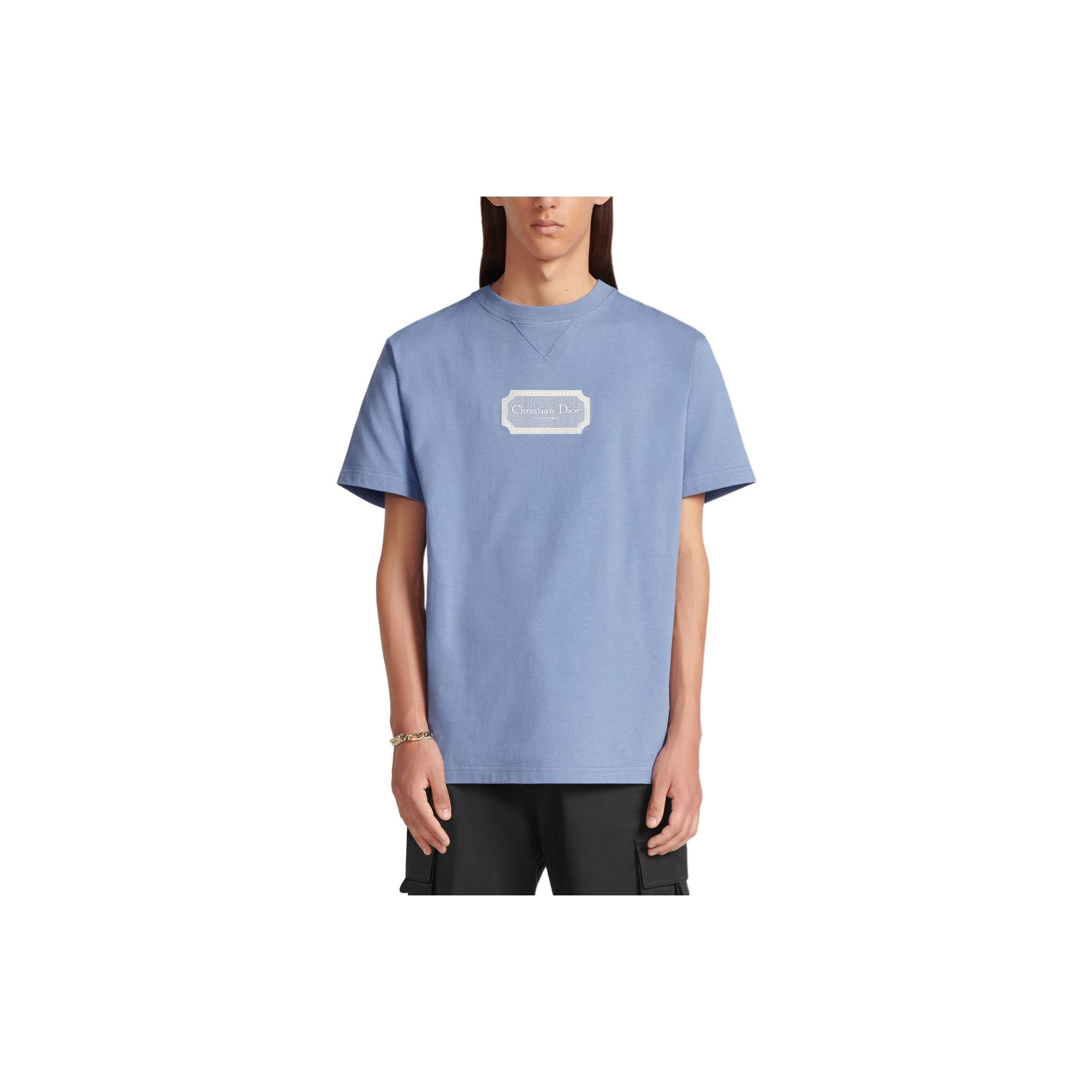 Dior Dior Logo Embroidered T-Shirt Blue XL Size US XL / EU 56 / 4 - 7 Thumbnail