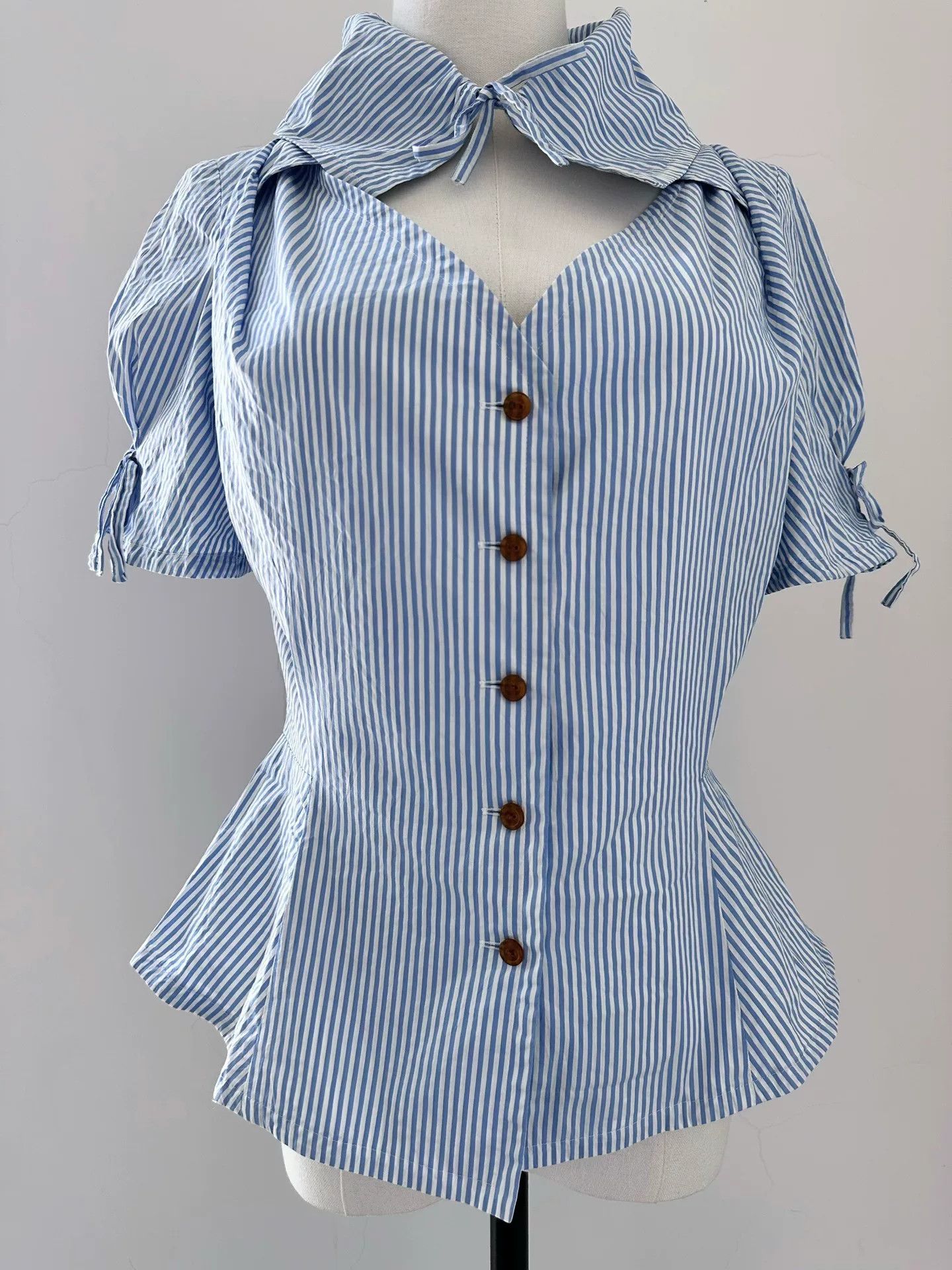 Vivienne Westwood Vivienne Westwood Red Label Vintage Blue Stripe Shirt Size M / US 6-8 / IT 42-44 - 9 Thumbnail