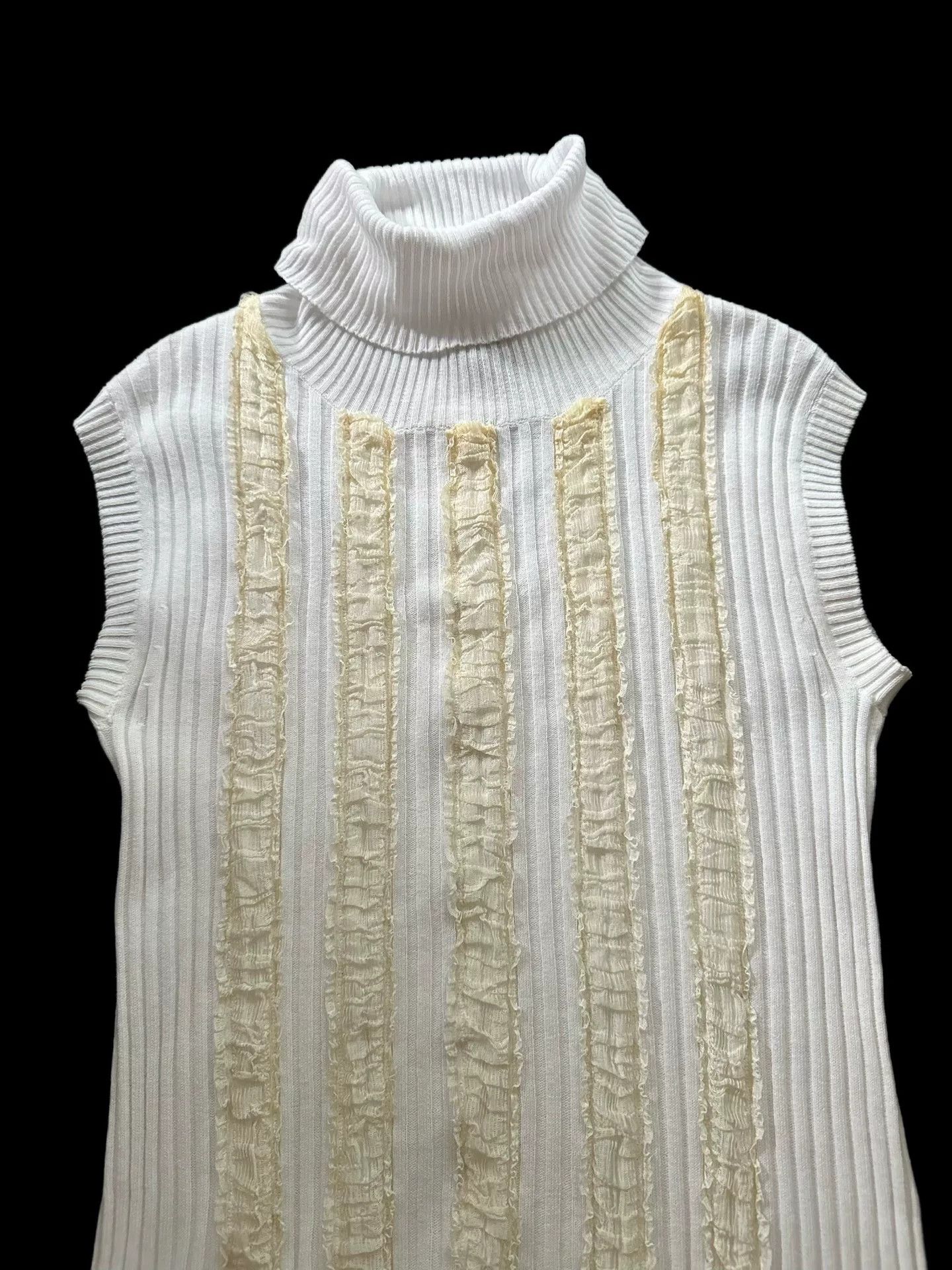 Jean Paul Gaultier Jean Paul Gaultier Vintage Lace Trim Knit Vest Size S / US 4 / IT 40 - 2 Thumbnail