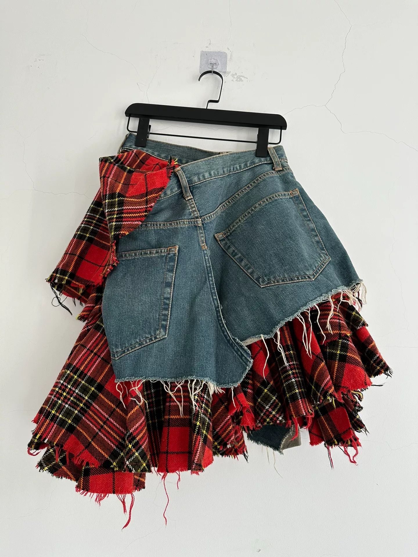 Junya Watanabe Junya Watanabe 2004 Runway Plaid Patchwork Denim Skirt Size 35" - 6 Thumbnail