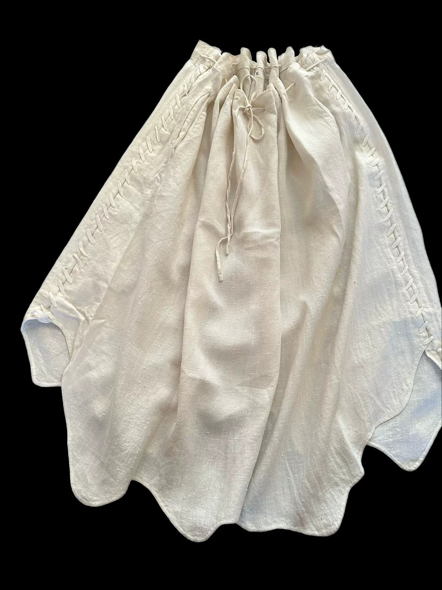 Yohji Yamamoto Y's 1980s Linen Petal Hem Skirt Size 32" / US 10 / IT 46 - 3 Thumbnail
