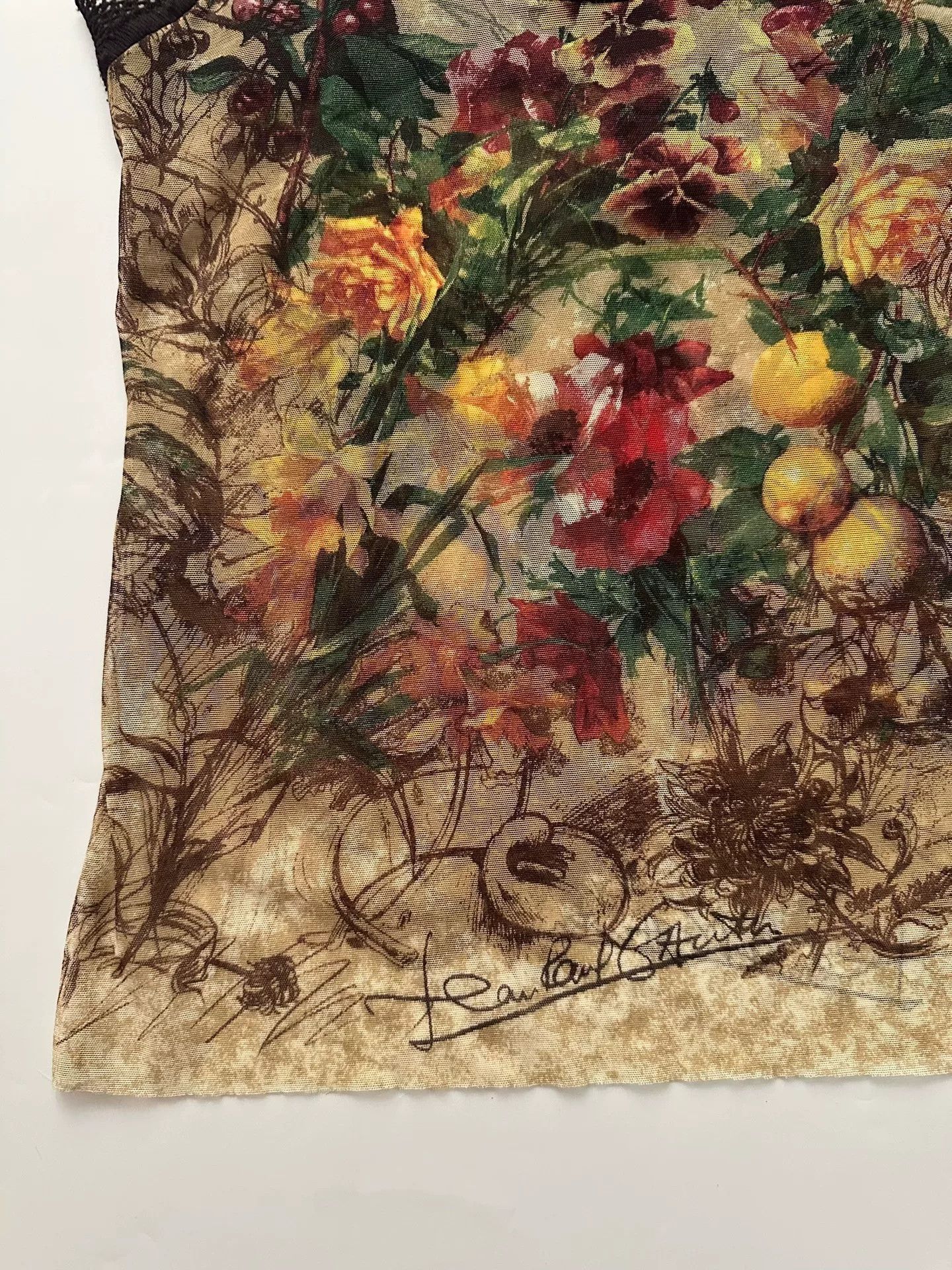 Jean Paul Gaultier Jean Paul Gaultier 1999 Floral Fruit Print Mesh Camisole Size S / US 4 / IT 40 - 3 Thumbnail