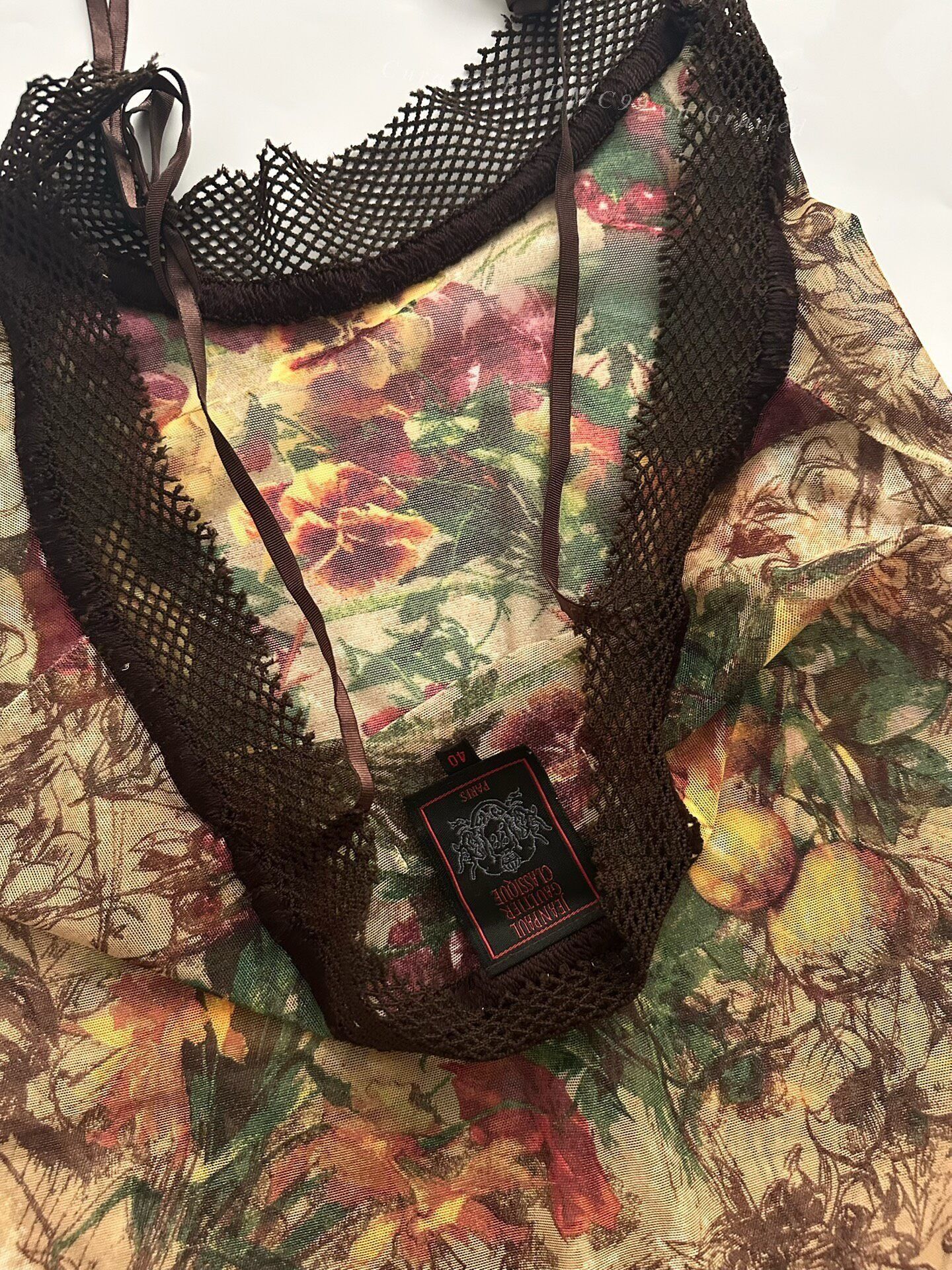 Jean Paul Gaultier Jean Paul Gaultier 1999 Floral Fruit Print Mesh Camisole Size S / US 4 / IT 40 - 7 Thumbnail