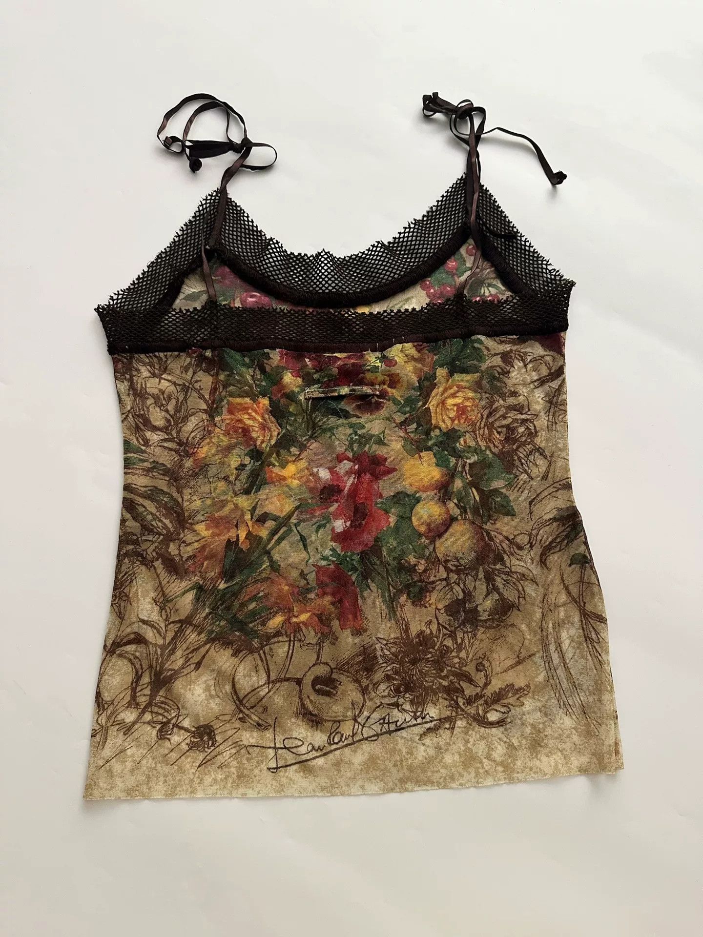 Jean Paul Gaultier Jean Paul Gaultier 1999 Floral Fruit Print Mesh Camisole Size S / US 4 / IT 40 - 4 Thumbnail