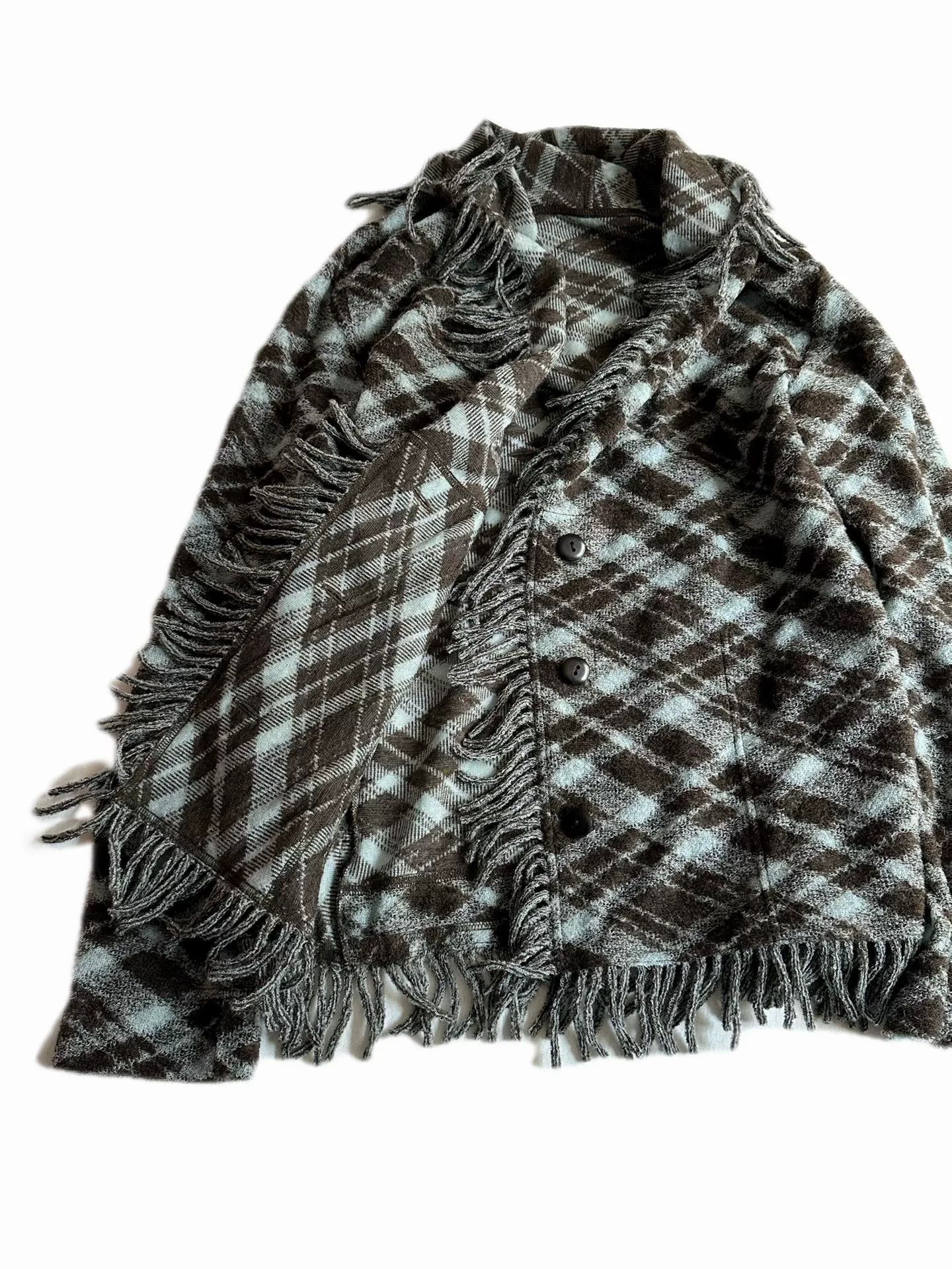 Issey Miyake Issey Miyake Haat Plaid Fringe Collar Coat Size M / US 6-8 / IT 42-44 - 7 Thumbnail