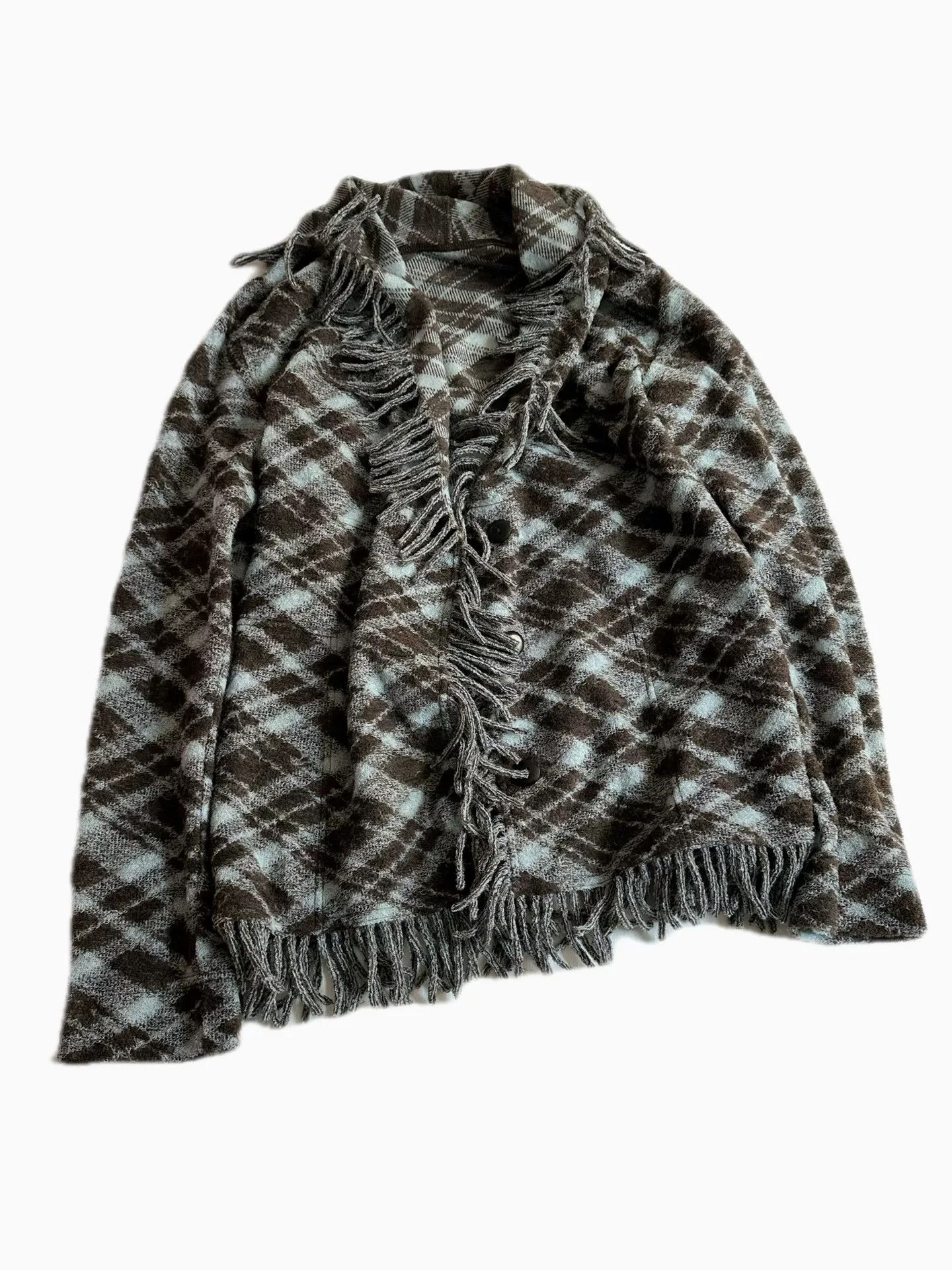 Issey Miyake Issey Miyake Haat Plaid Fringe Collar Coat Size M / US 6-8 / IT 42-44 - 8 Thumbnail