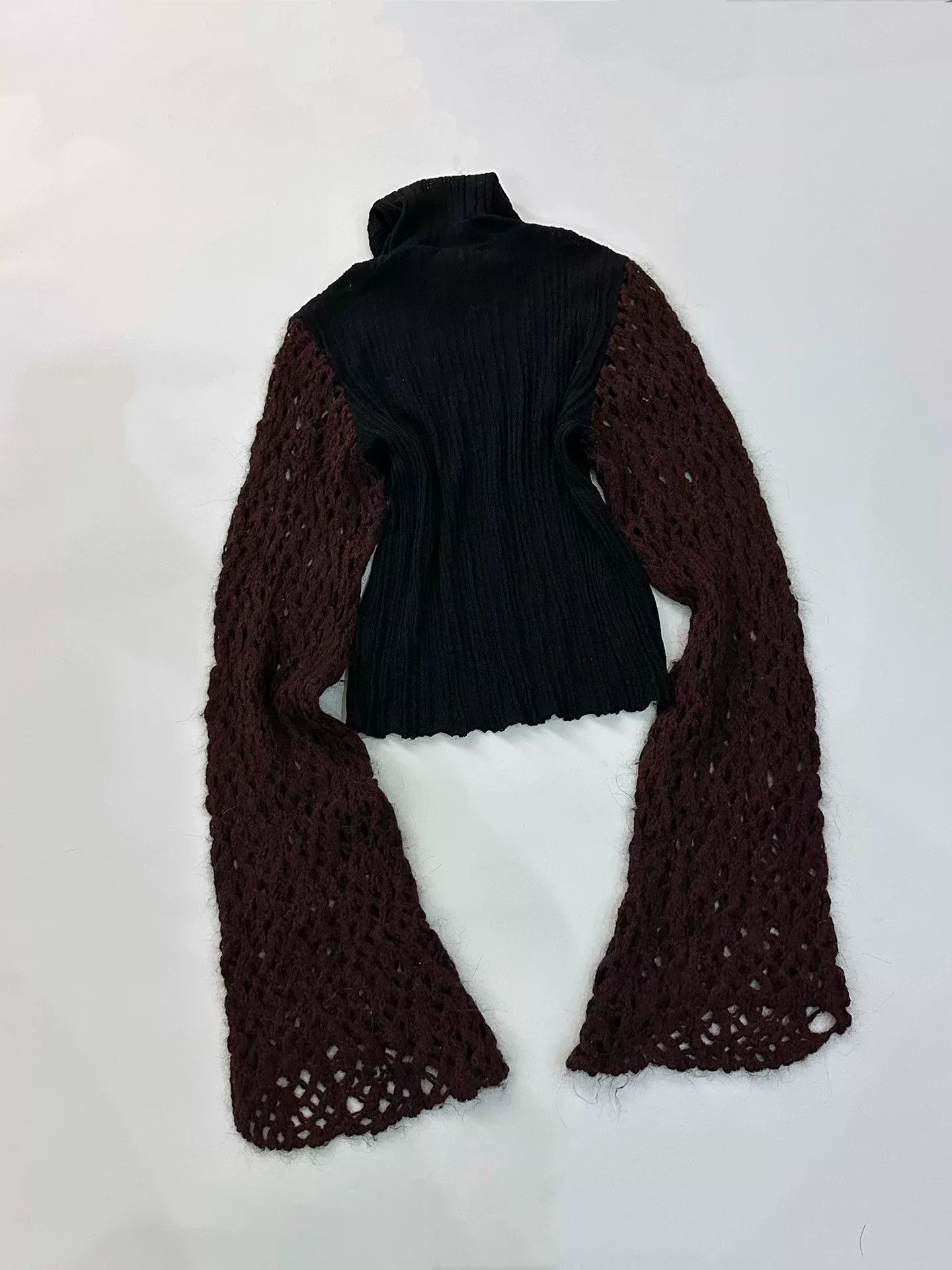 Dries Van Noten Dries Van Noten Spliced Hollow-Out Long-Sleeve Knit Size S / US 4 / IT 40 - 3 Thumbnail