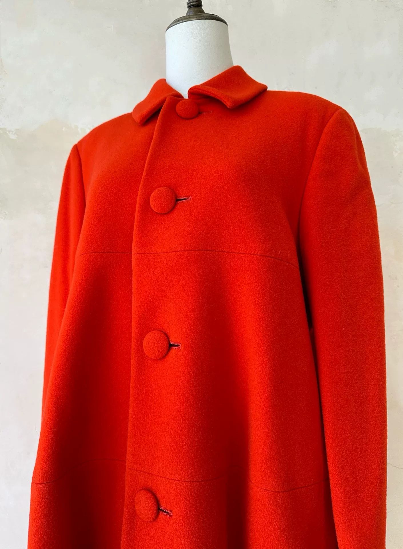 Rei Kawakubo Comme des Garçons 1991 Red Wool Coat Size S / US 4 / IT 40 - 5 Thumbnail