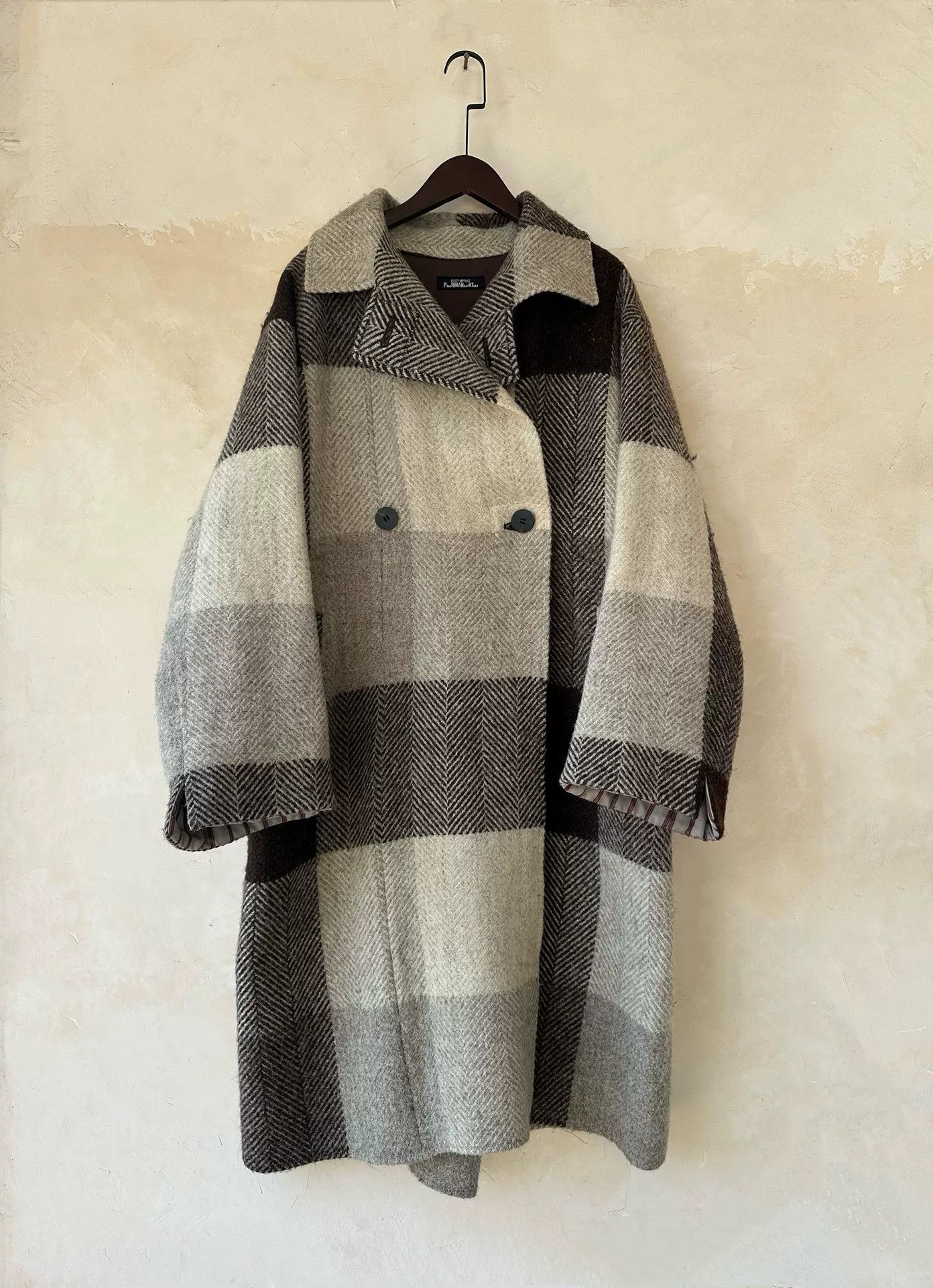 Pleats Please Issey Miyake Issey Miyake 1997 Plaid Wool Oversized Coat Size US M / EU 48-50 / 2 - 6 Thumbnail