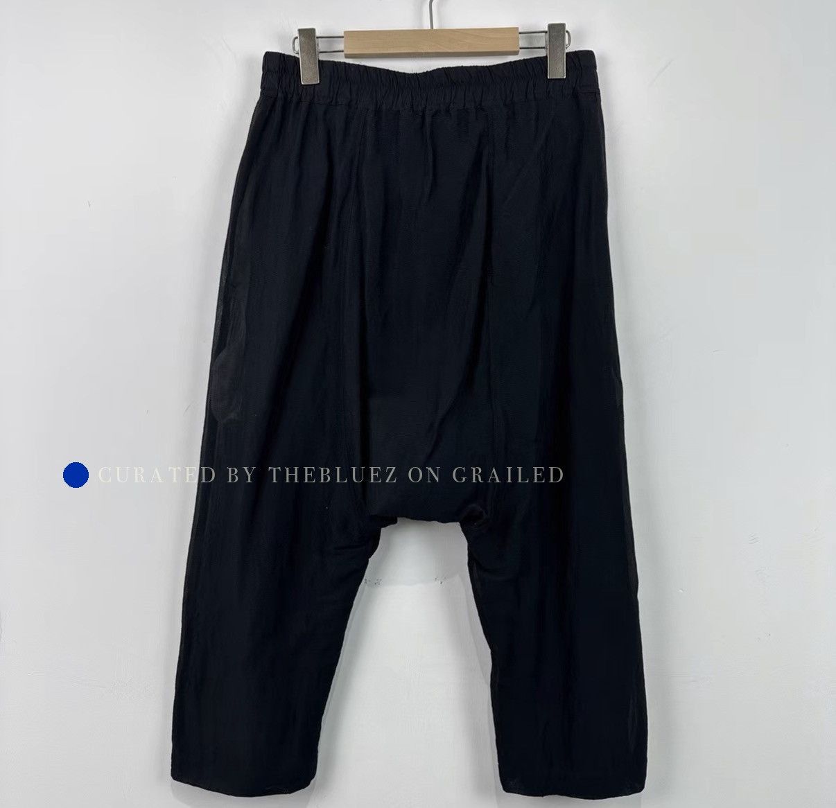 Rick Owens Low Crotch Black Silk Casual Pants Size US 32 / EU 48 - 2 Thumbnail