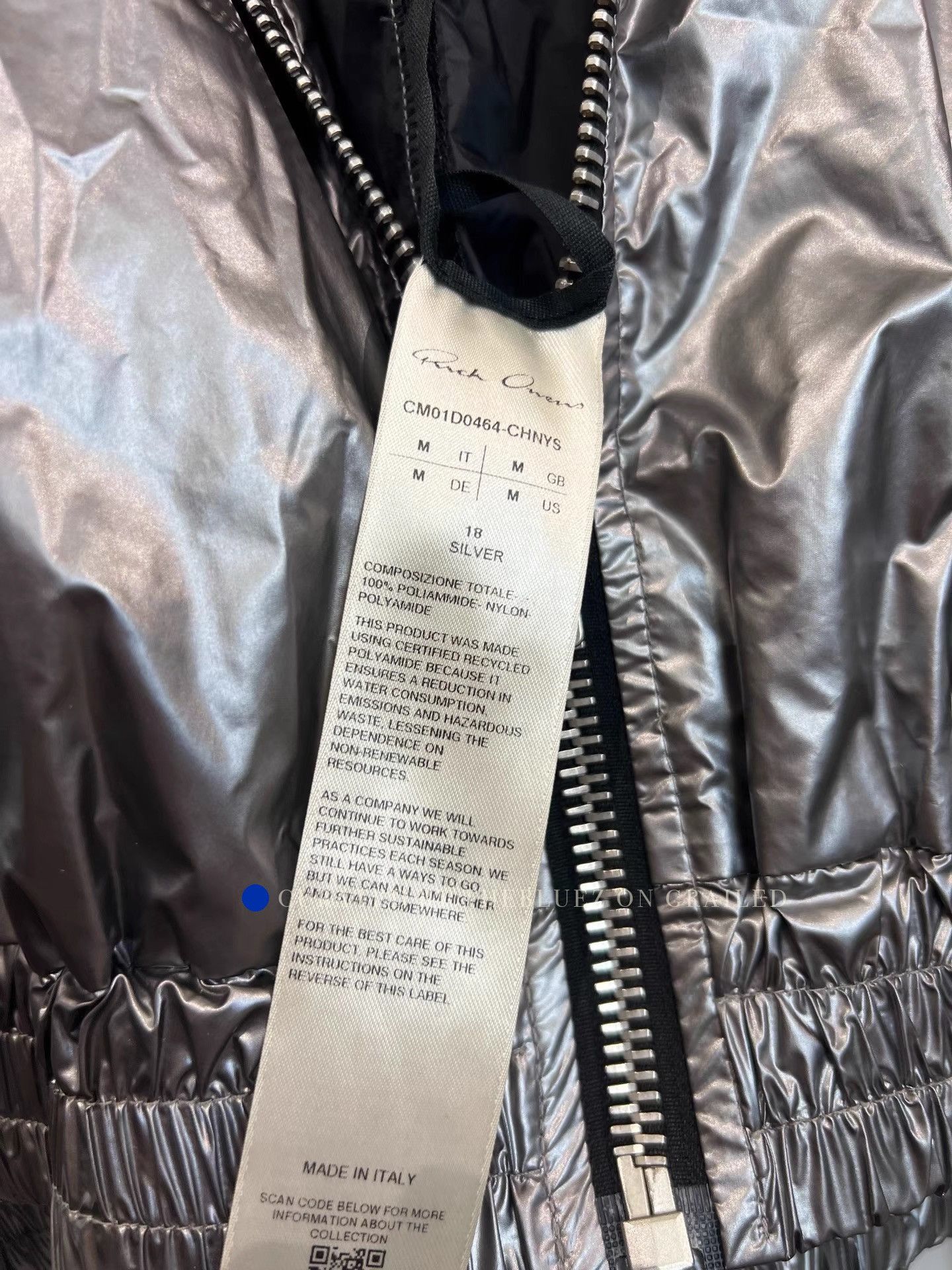 Rick Owens Metallic Silver Nylon Jacket Size US M / EU 48-50 / 2 - 6 Thumbnail