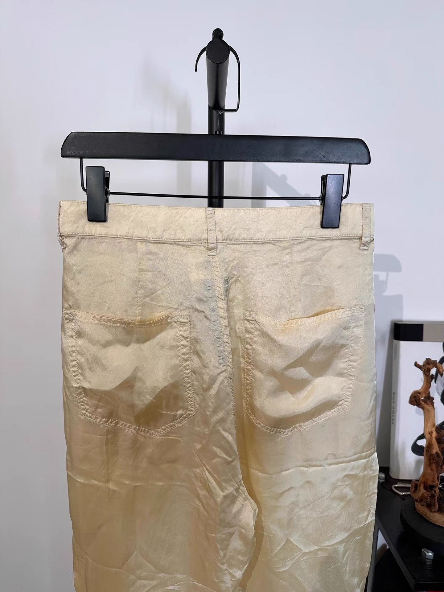 Rick Owens Beige Wide Leg Silk Pants Size US 32 / EU 48 - 4 Thumbnail