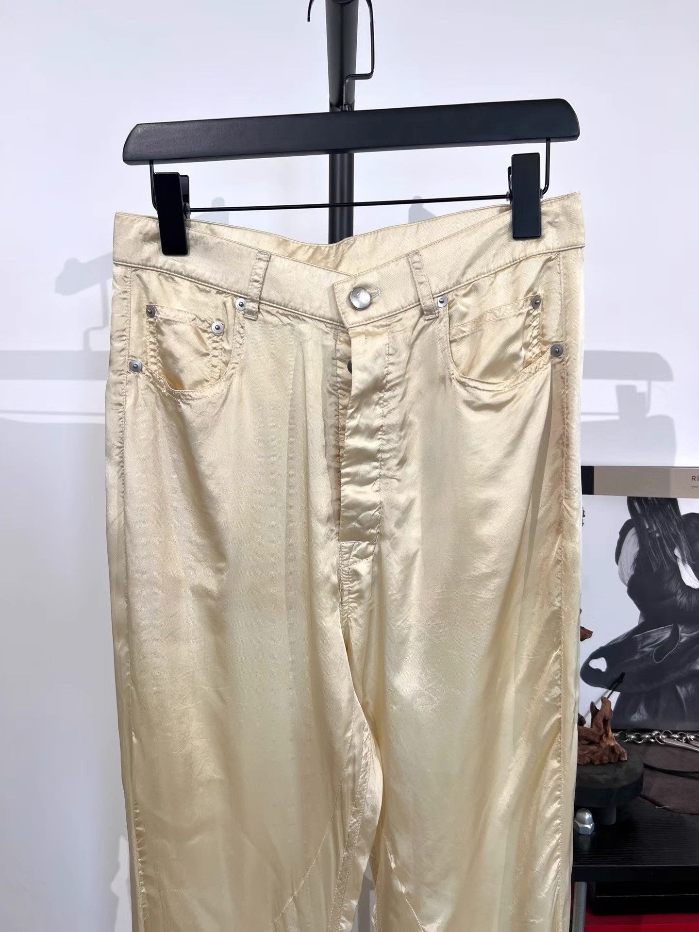 Rick Owens Beige Wide Leg Silk Pants Size US 32 / EU 48 - 6 Thumbnail