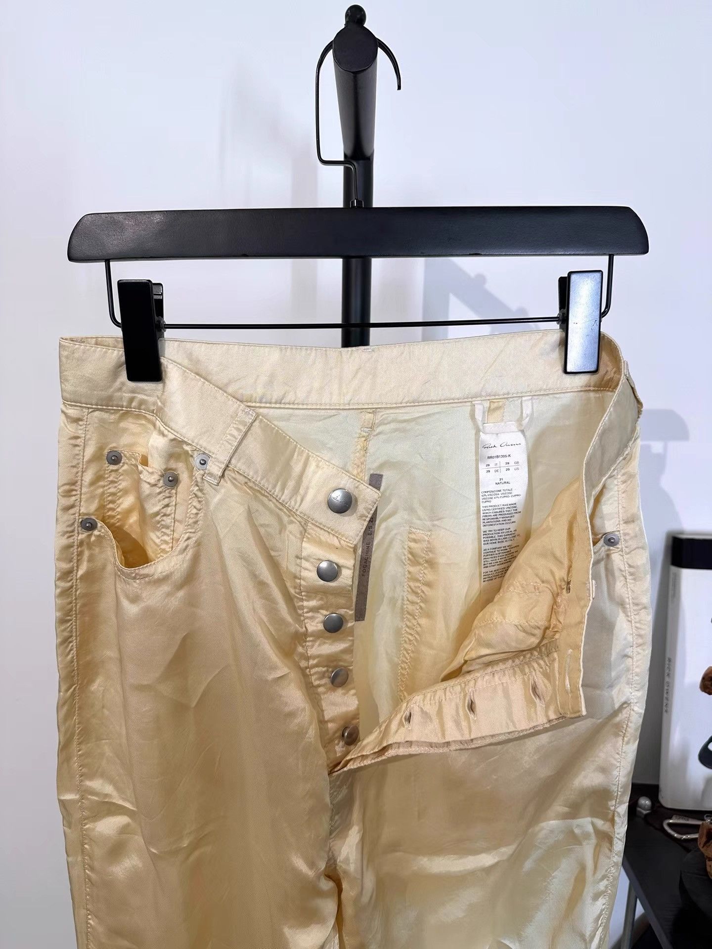 Rick Owens Beige Wide Leg Silk Pants Size US 32 / EU 48 - 3 Thumbnail