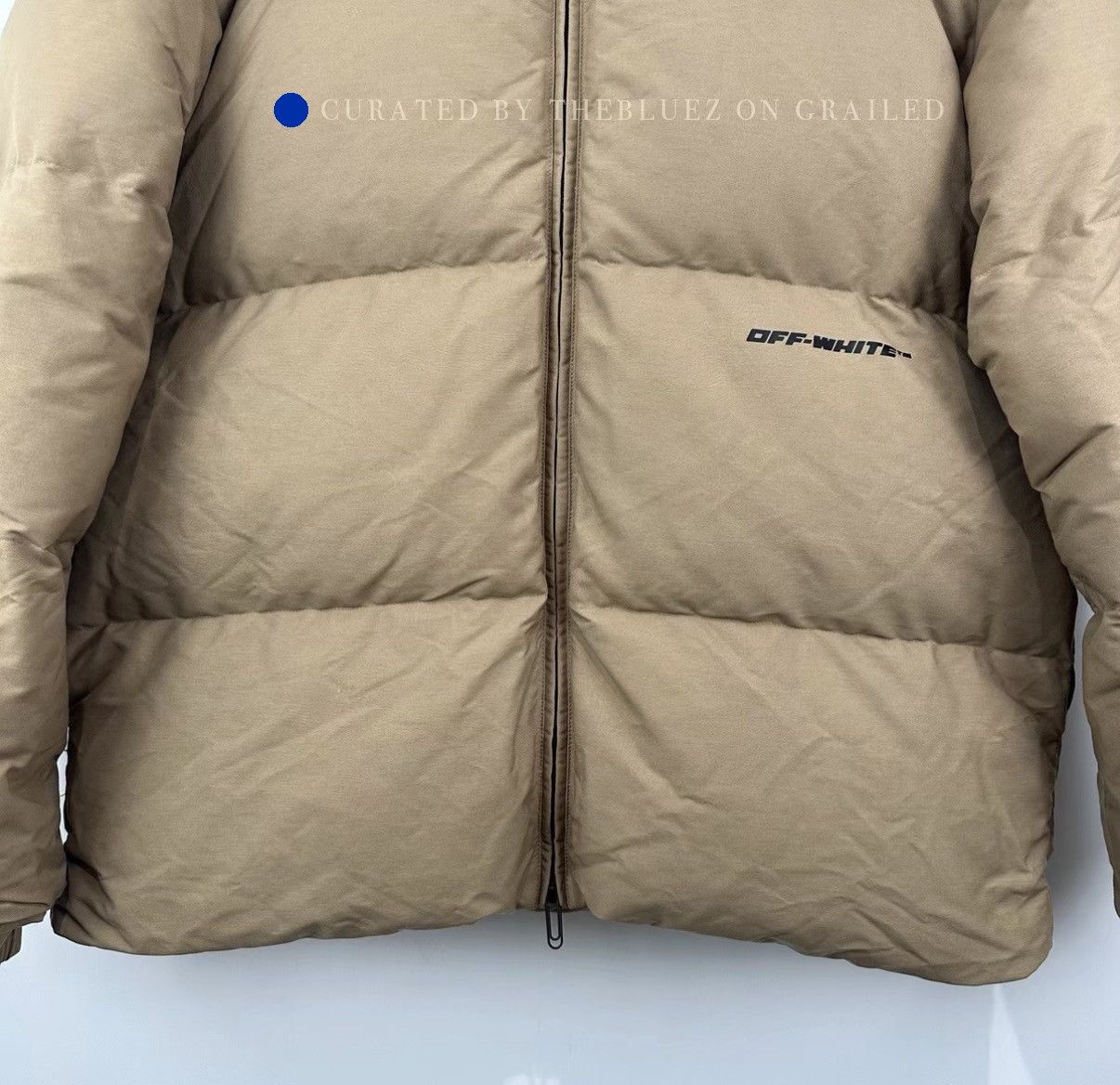 Off-White Beige Down Jacket with Letter Print Size US L / EU 52-54 / 3 - 3 Thumbnail