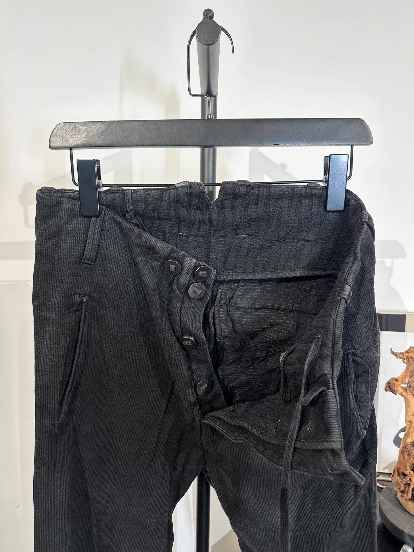 11 By Boris Bidjan Saberi Asymmetric Button Detail Black Casual Pants Size US 32 / EU 48 - 5 Thumbnail