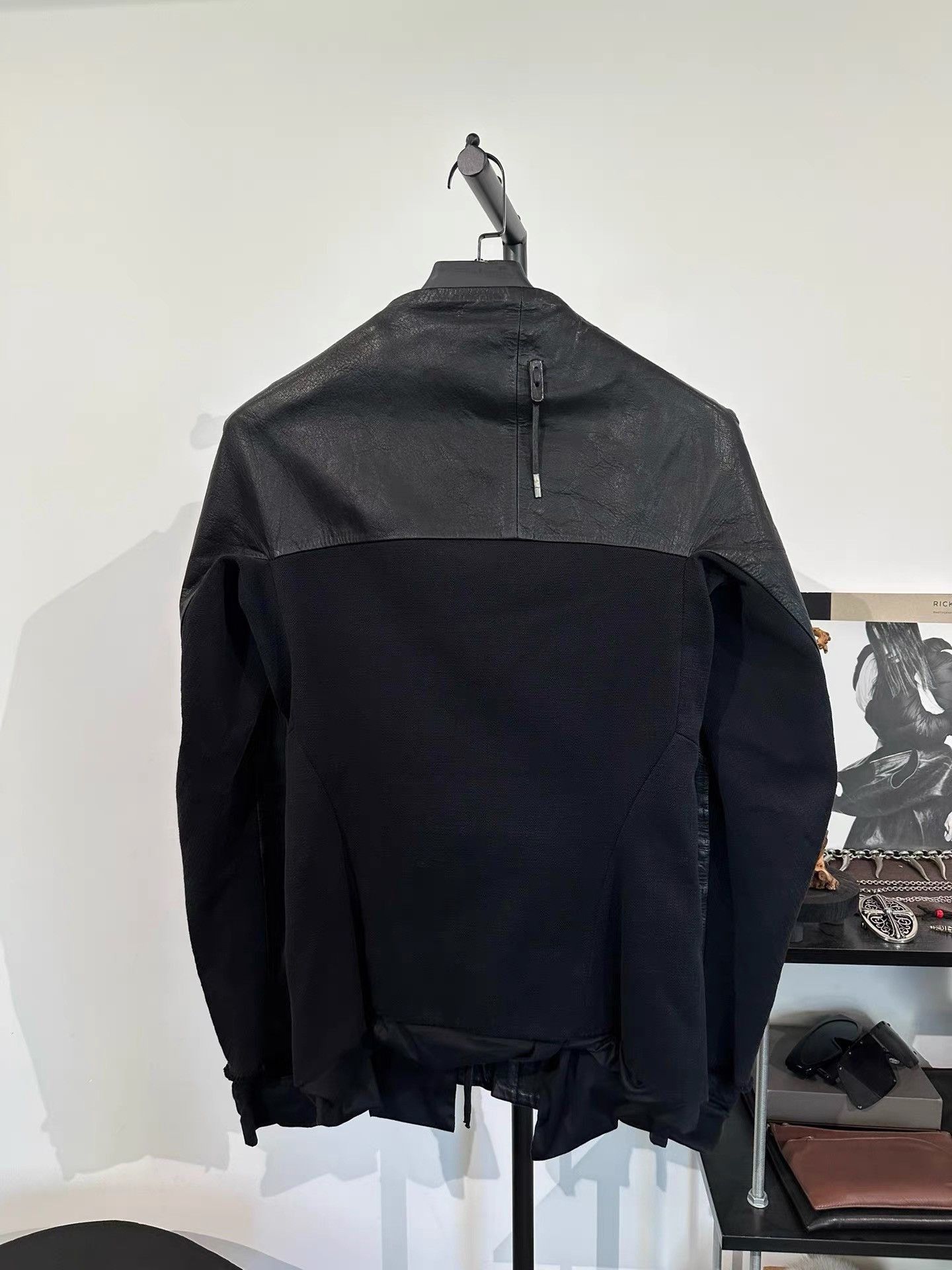 Boris Bidjan Saberi Unique Black Leather & Denim Panel Jacket Size US S / EU 44-46 / 1 - 2 Thumbnail