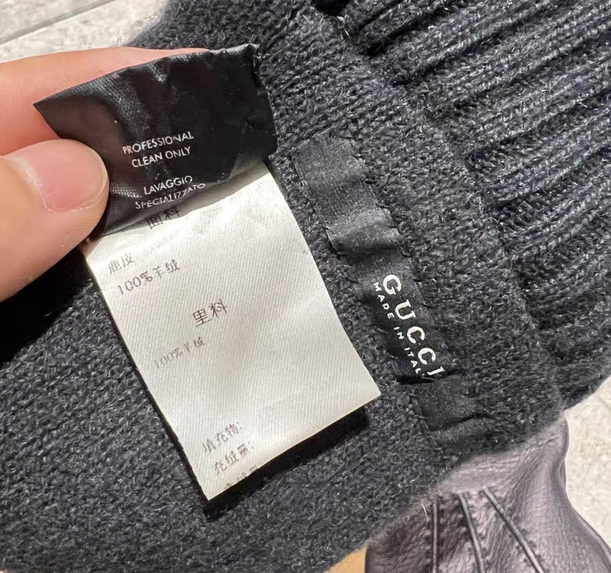 Gucci Suede Cashmere Black Gloves Size ONE SIZE - 4 Thumbnail