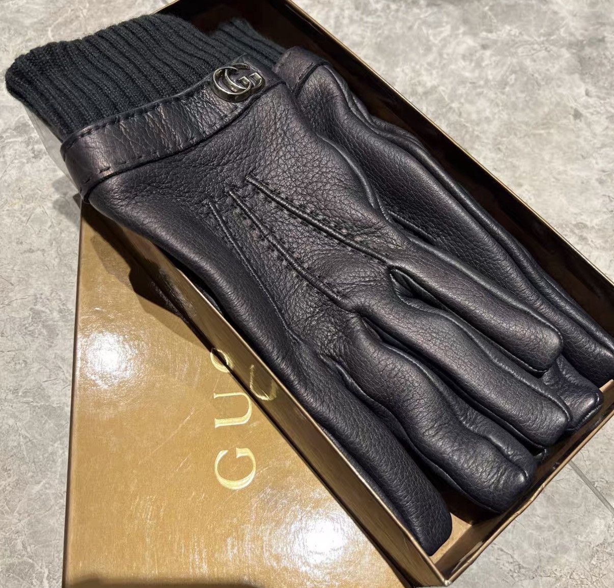 Gucci Suede Cashmere Black Gloves Size ONE SIZE - 6 Thumbnail