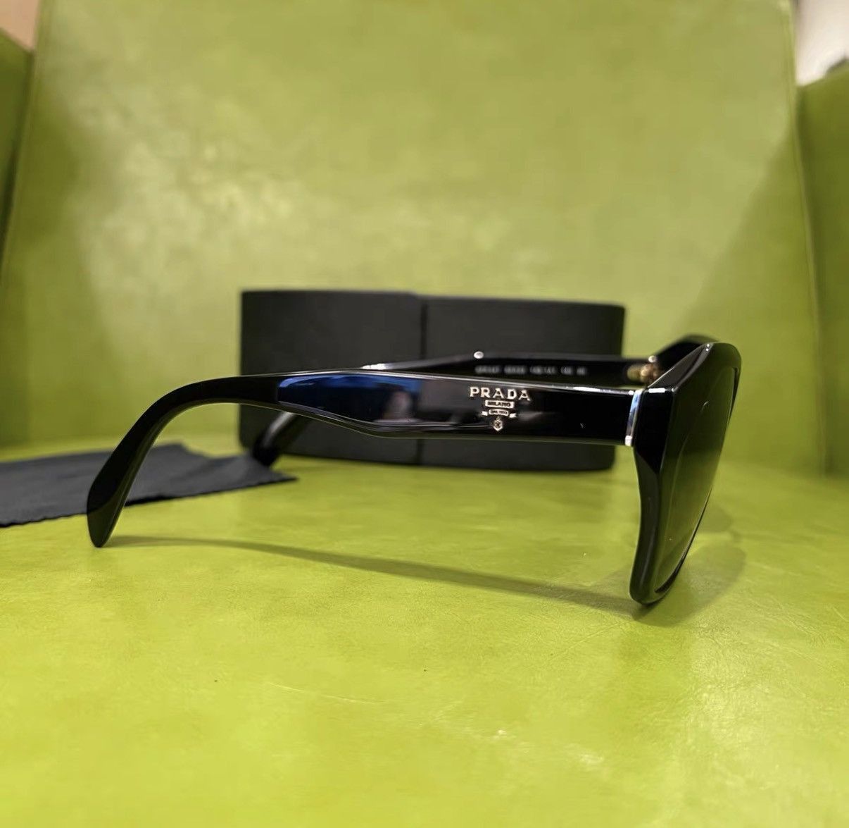 Prada Unique Irregular Black Sunglasses Size ONE SIZE - 5 Thumbnail