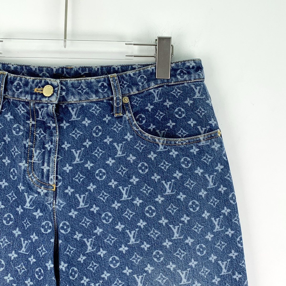 Louis Vuitton Monogram Printed Denim Pants in Blue Size US 28 / EU 44 - 3 Thumbnail