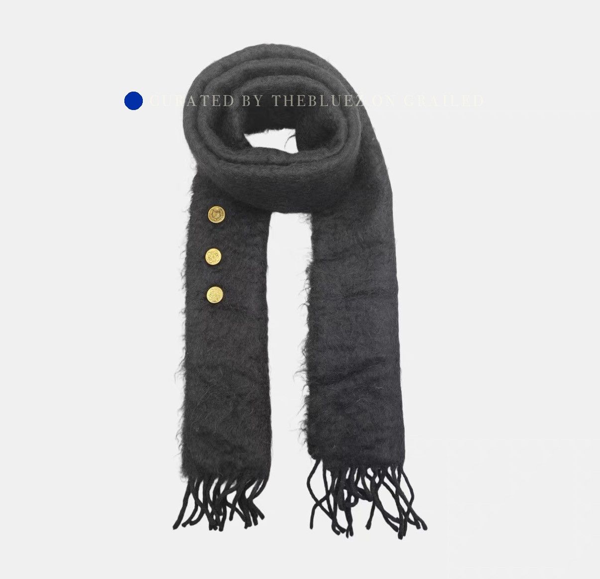 Loewe Soft Black Mohair & Wool Scarf Size ONE SIZE - 2 Thumbnail