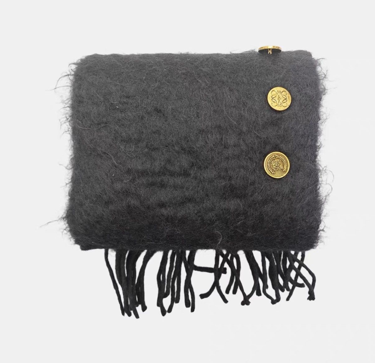 Loewe Soft Black Mohair & Wool Scarf Size ONE SIZE - 3 Thumbnail