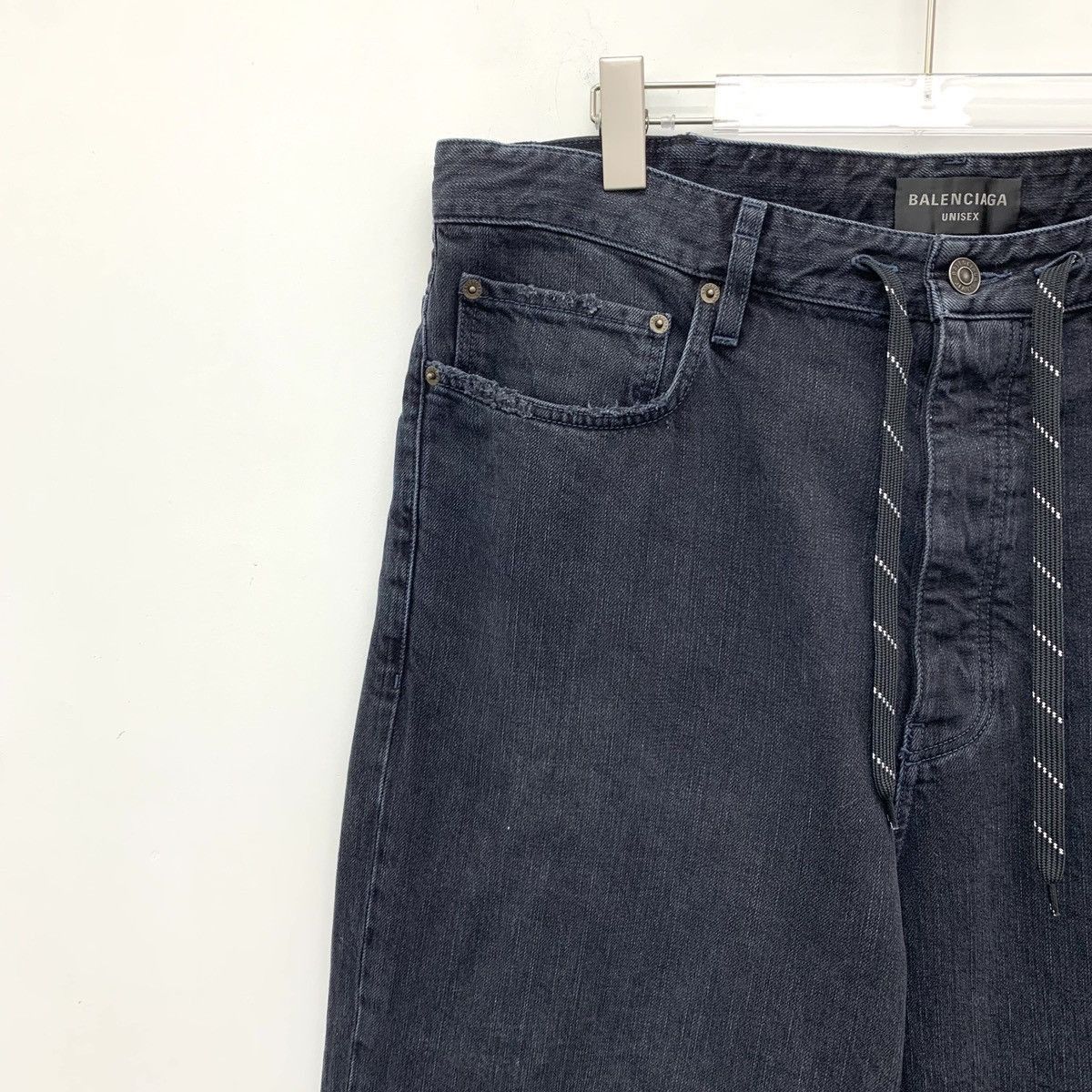 Balenciaga Washed Distressed Wide-Leg Denim Pants Size US 32 / EU 48 - 3 Thumbnail