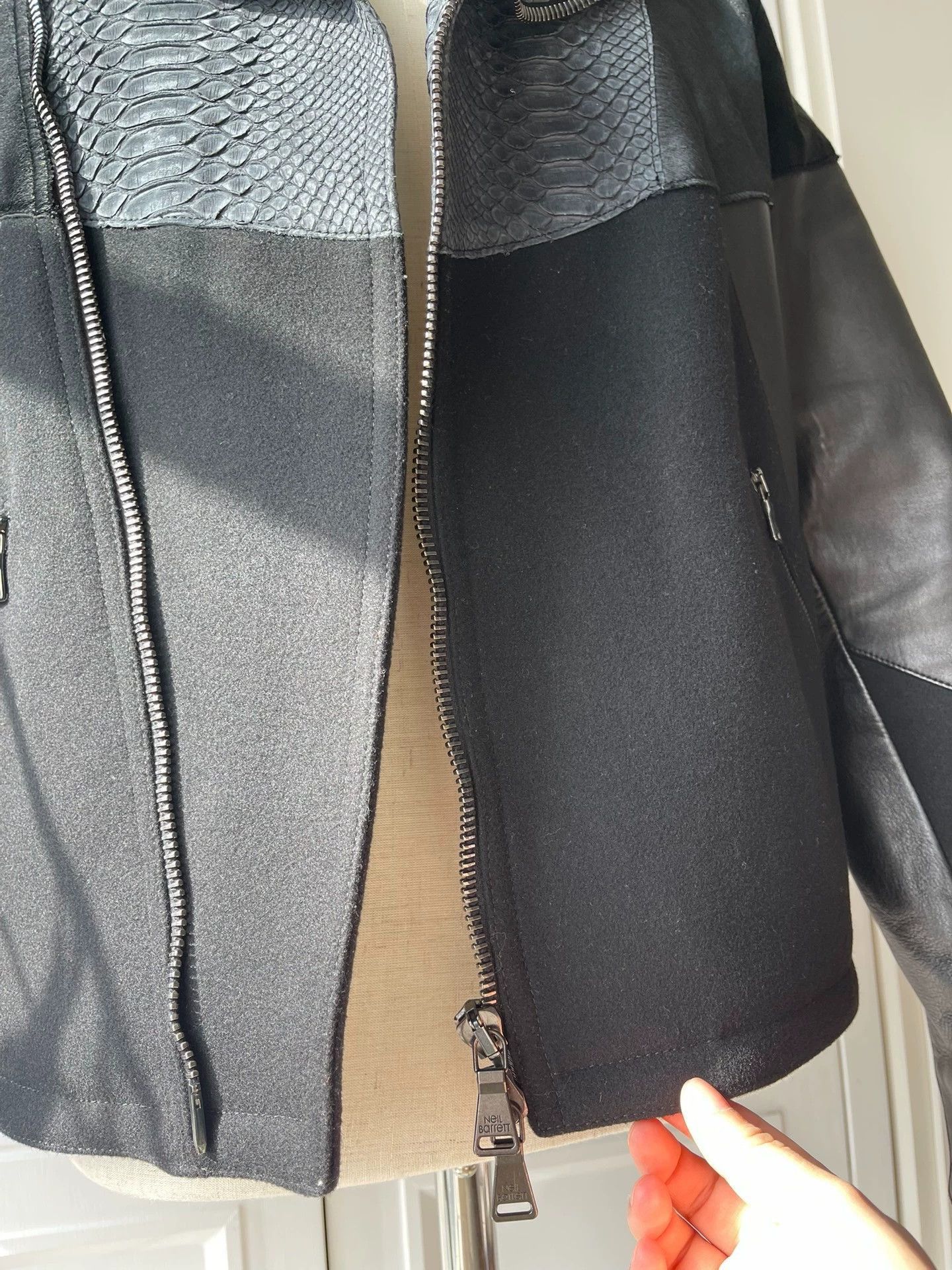 Neil Barrett Sleek Black Leather Paneled Jacket Size US S / EU 44-46 / 1 - 6 Thumbnail