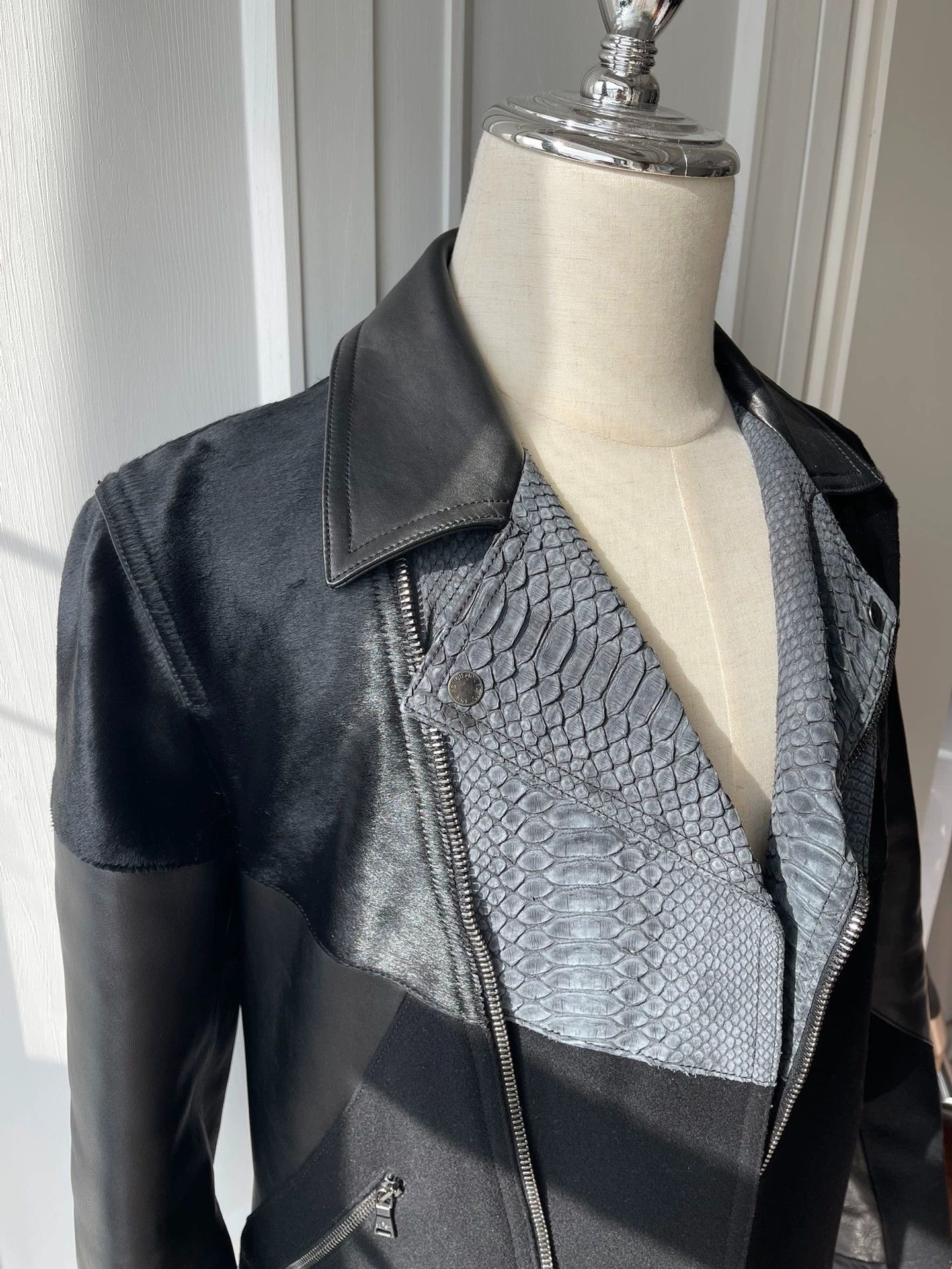 Neil Barrett Sleek Black Leather Paneled Jacket Size US S / EU 44-46 / 1 - 4 Thumbnail