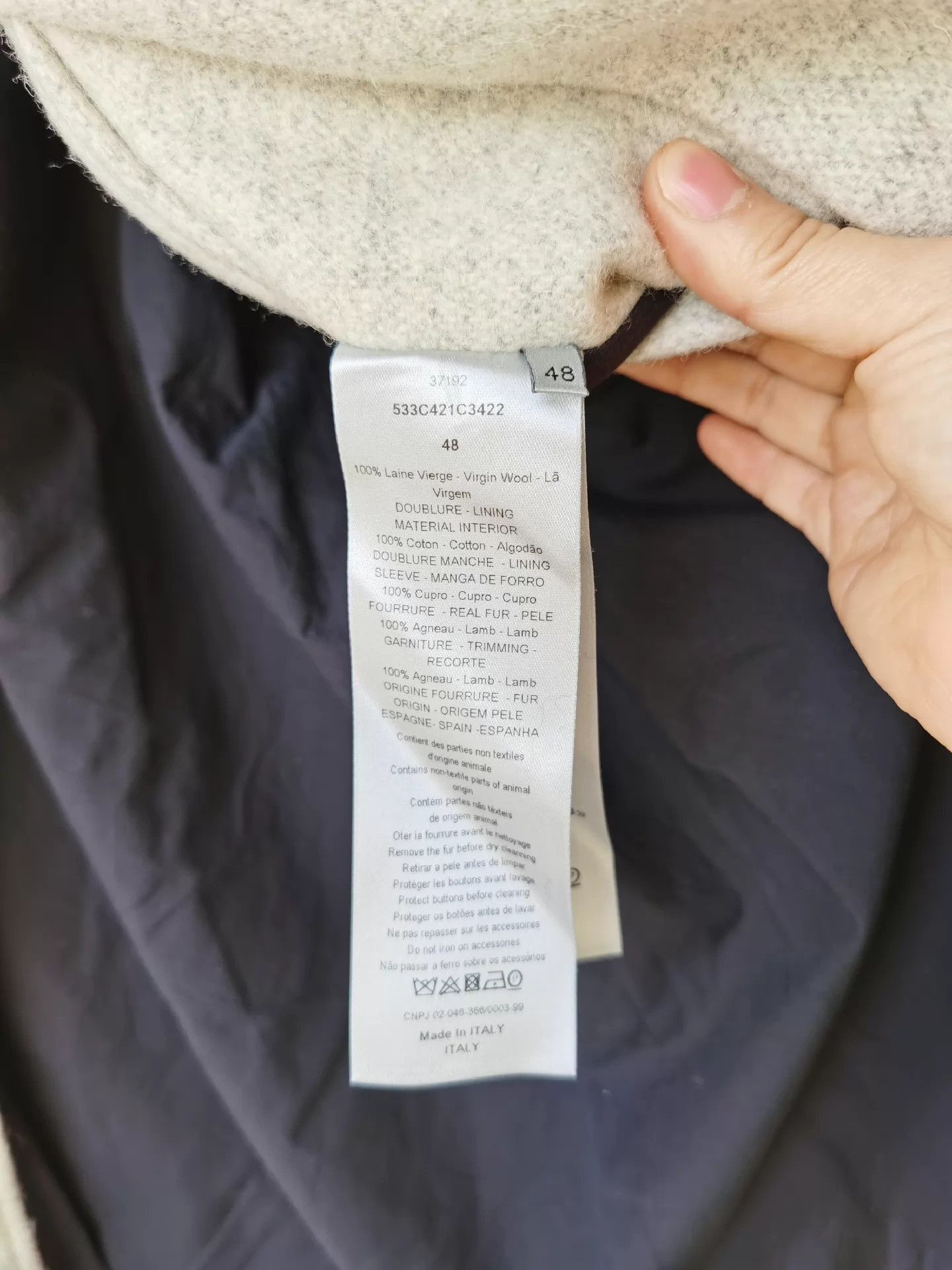 Dior Elegant Wool Short Coat with Sheepskin Collar Size US M / EU 48-50 / 2 - 8 Thumbnail