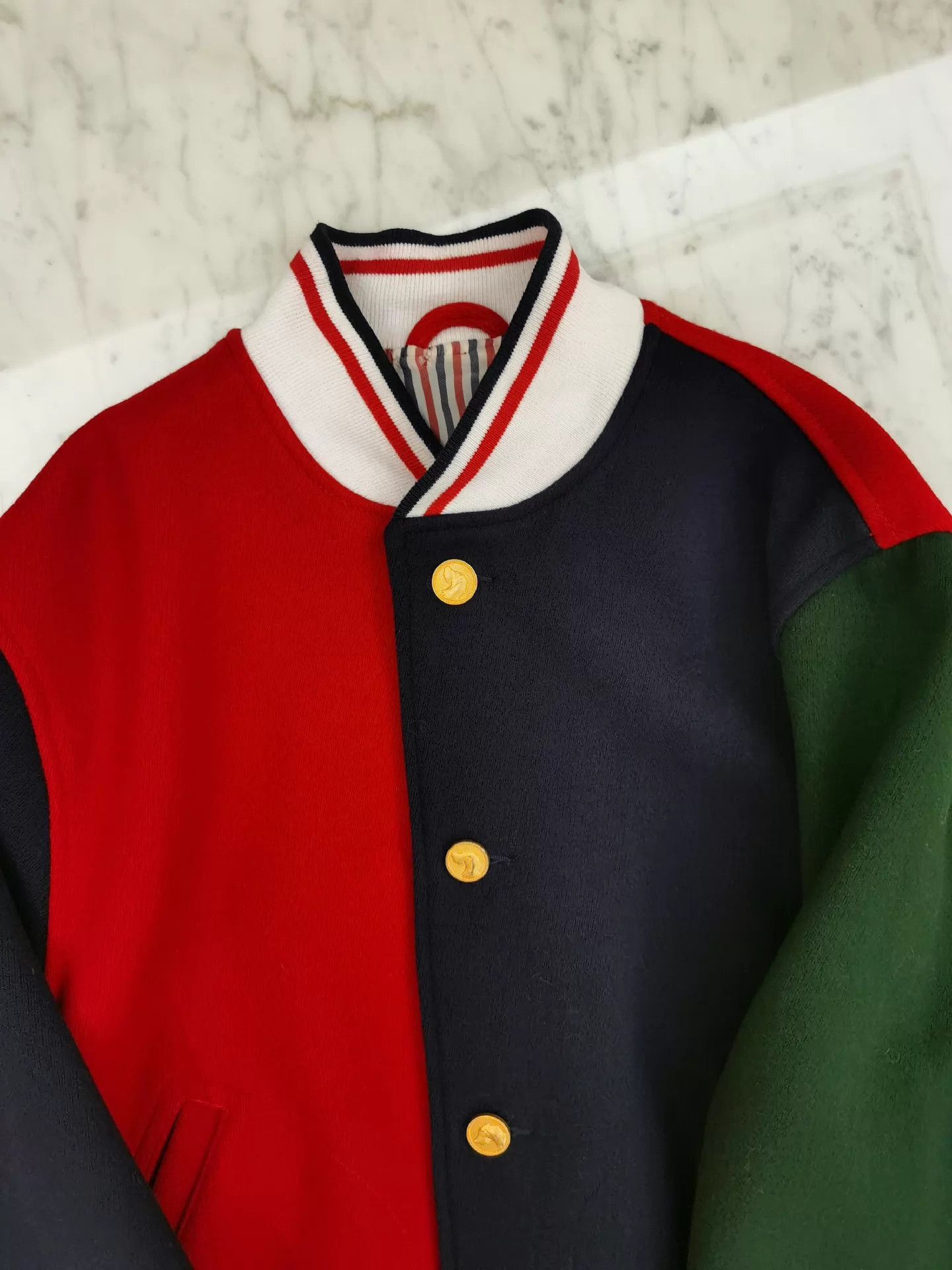 Thom Browne Color-Blocked Varsity Jacket in Multi Size US S / EU 44-46 / 1 - 9 Thumbnail